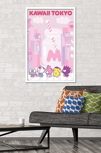 Vista 2 de Trends International Hello Kitty and Friends - Póster de pared Kawaii Tokyo, 22.37 x 34.00 pulgadas, versión enmarcada en blanco