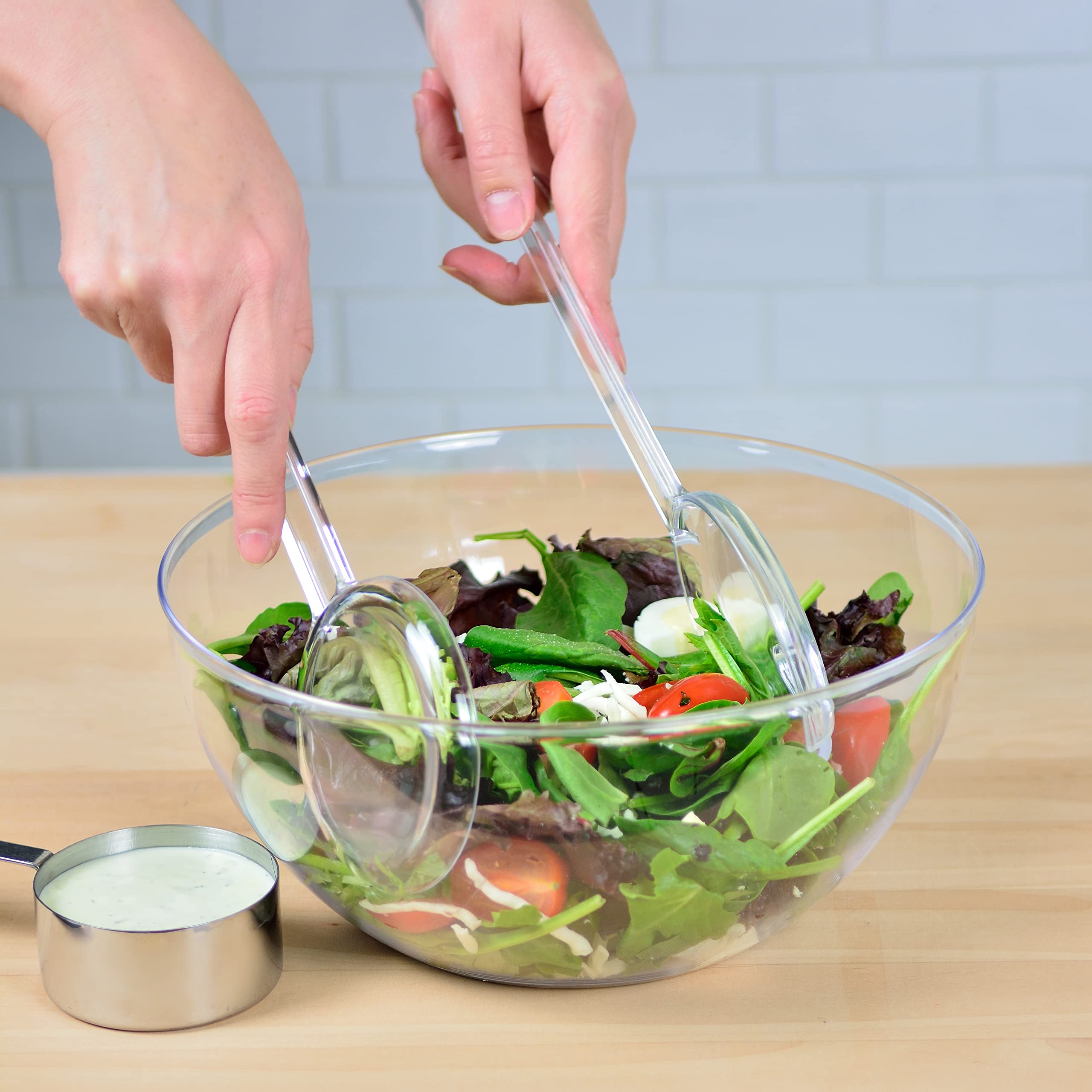Youngever 4er Pack 30CM Salatbesteck aus Kunststoff
