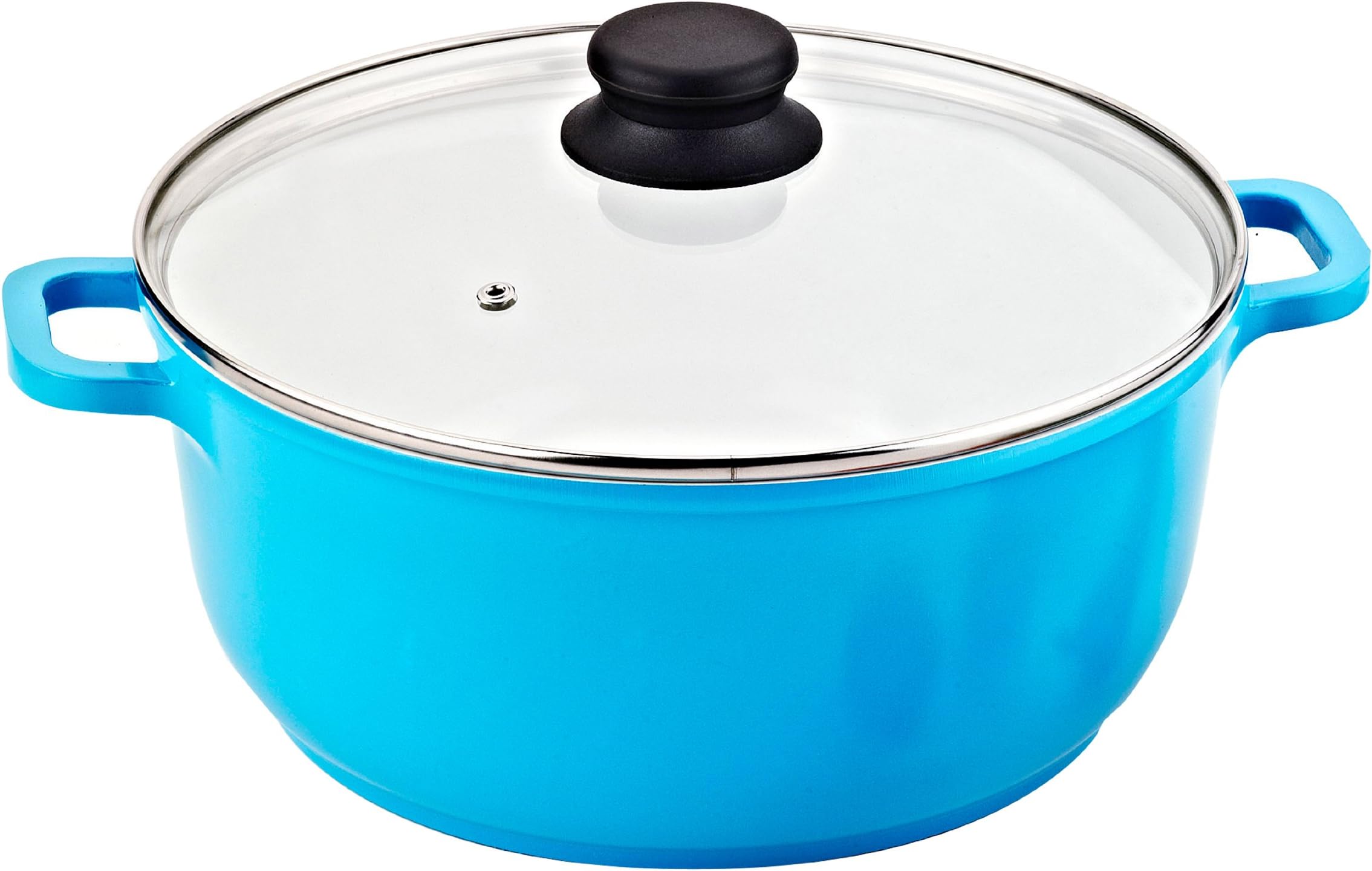 Vinaroz Die Cast Aluminum with Ceramic Coating 24-Cm 4.2-Quart Casserole with Lid and Vent, Blue