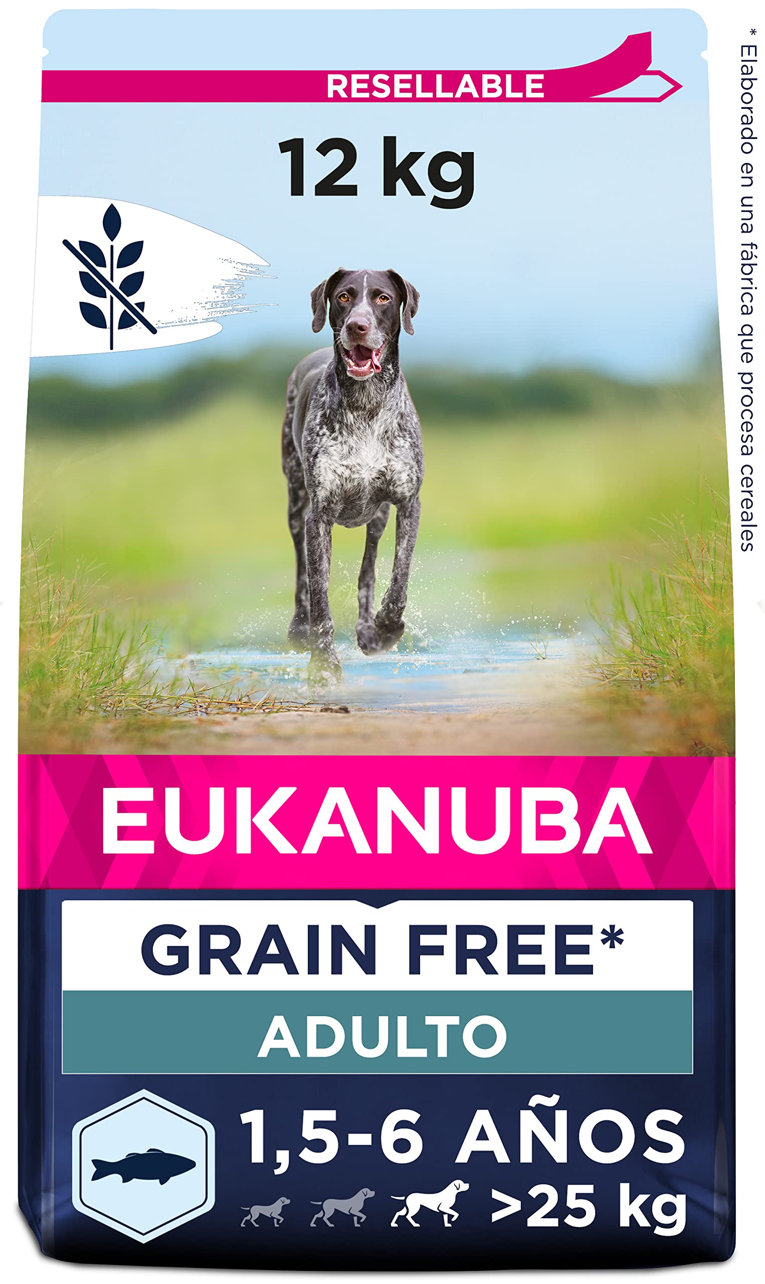 Eukanuba Grain Free Alimento para Perros Adultos de Razas Grandes, Receta Baja en Alérgenos, 12 kg