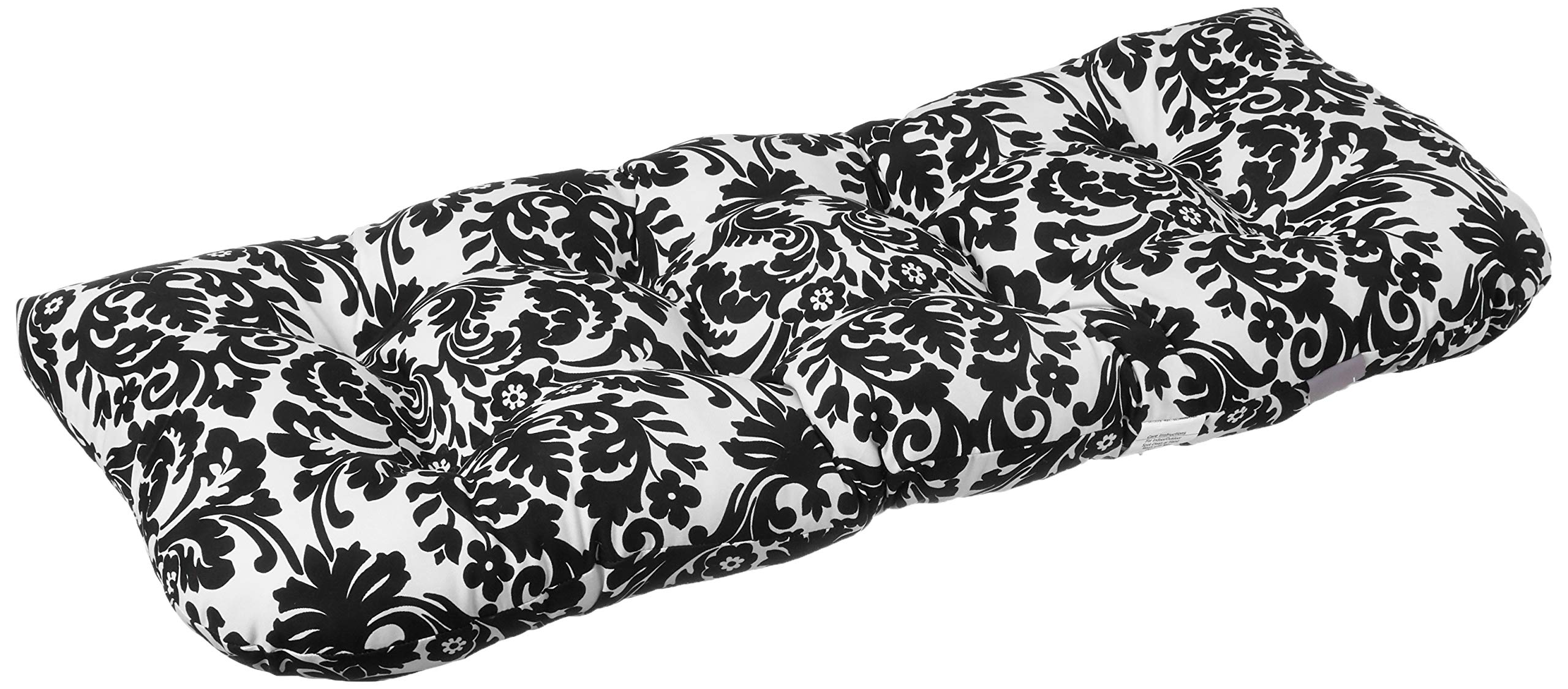 Pillow Perfect - 353388 Outdoor/Indoor Essence Onyx Tufted Loveseat Cushion, 44" x 19", Black