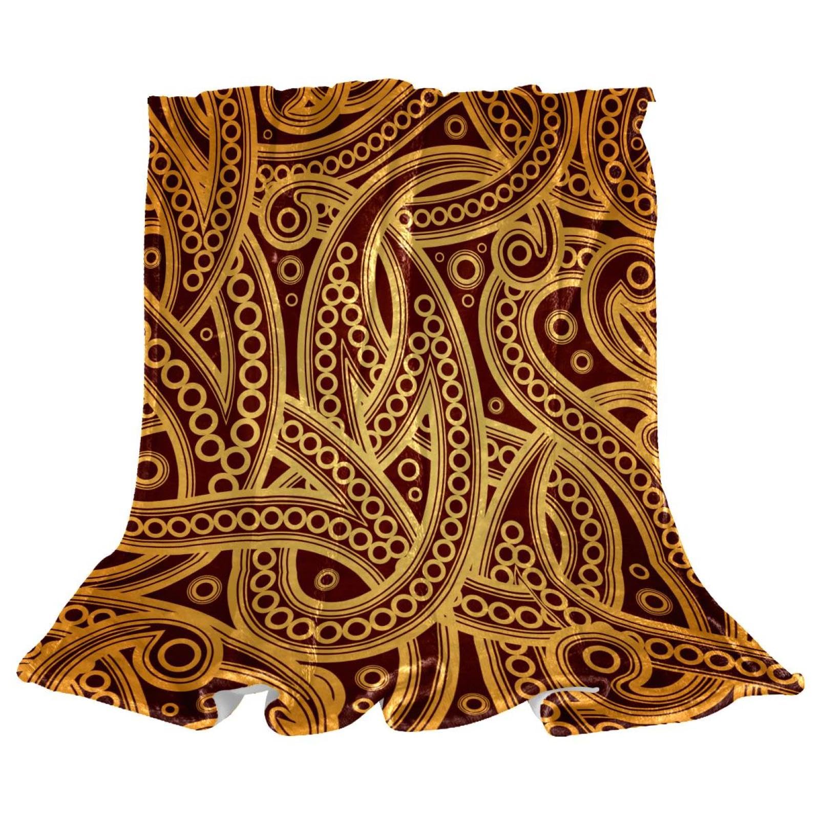Couverture polaire paisley brun plaid chaud microfibre 150x130cm