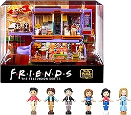 Polly Pocket Conjunto de Juego, Estuche de Friends con 6 muñecos y 9 Accesorios, HKV74
