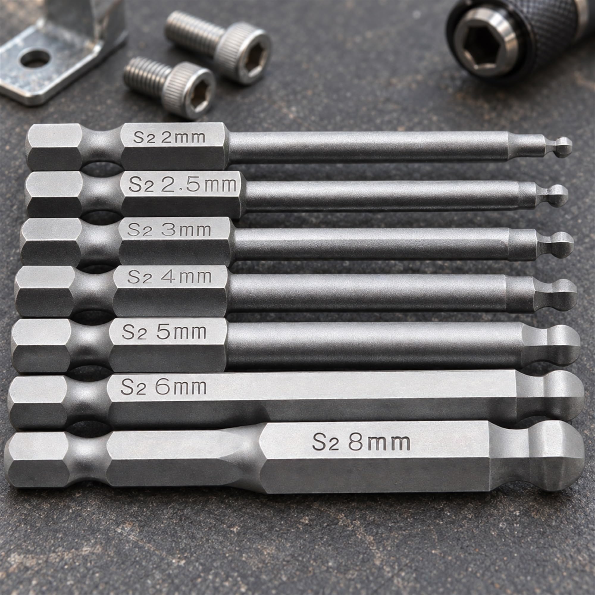 S2 Alloy Steel Magnetic Ball End Screwdriver Bits for Household and Vehicle Repairs, Fastening and Workshop Assembly