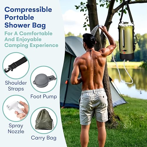 Miniatura 4 de HappyPo Ducha de camping - Bomba de ducha solar portátil para acampar