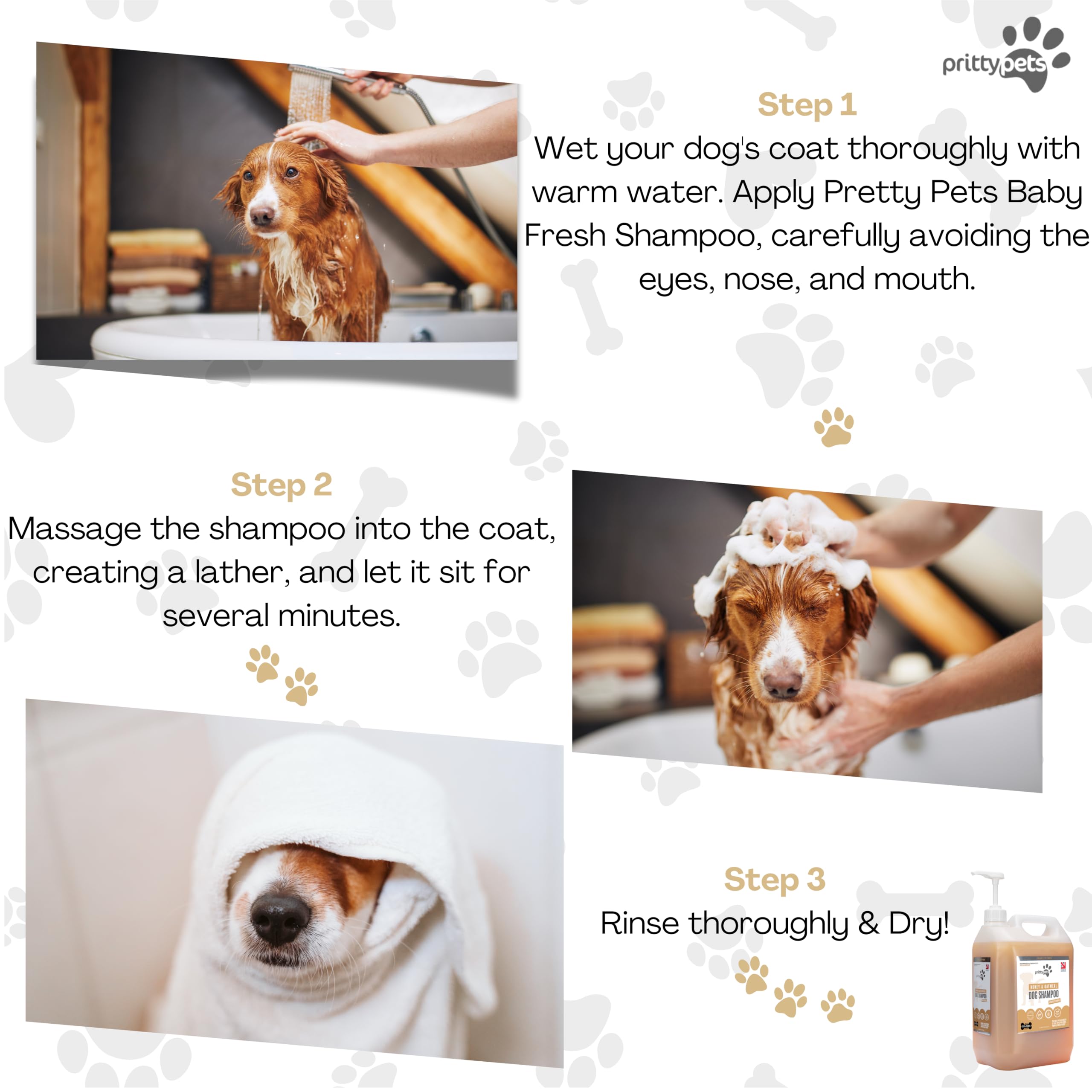 Oatmeal Hundeshampoo Pritty Pets 5 Liter HaferflockenShampoo für Hunde – professionelles pHausgewogenes, tierversuchsfrei, silikon und parabenfrei, welpenfreundliches HundepflegeShampoo –