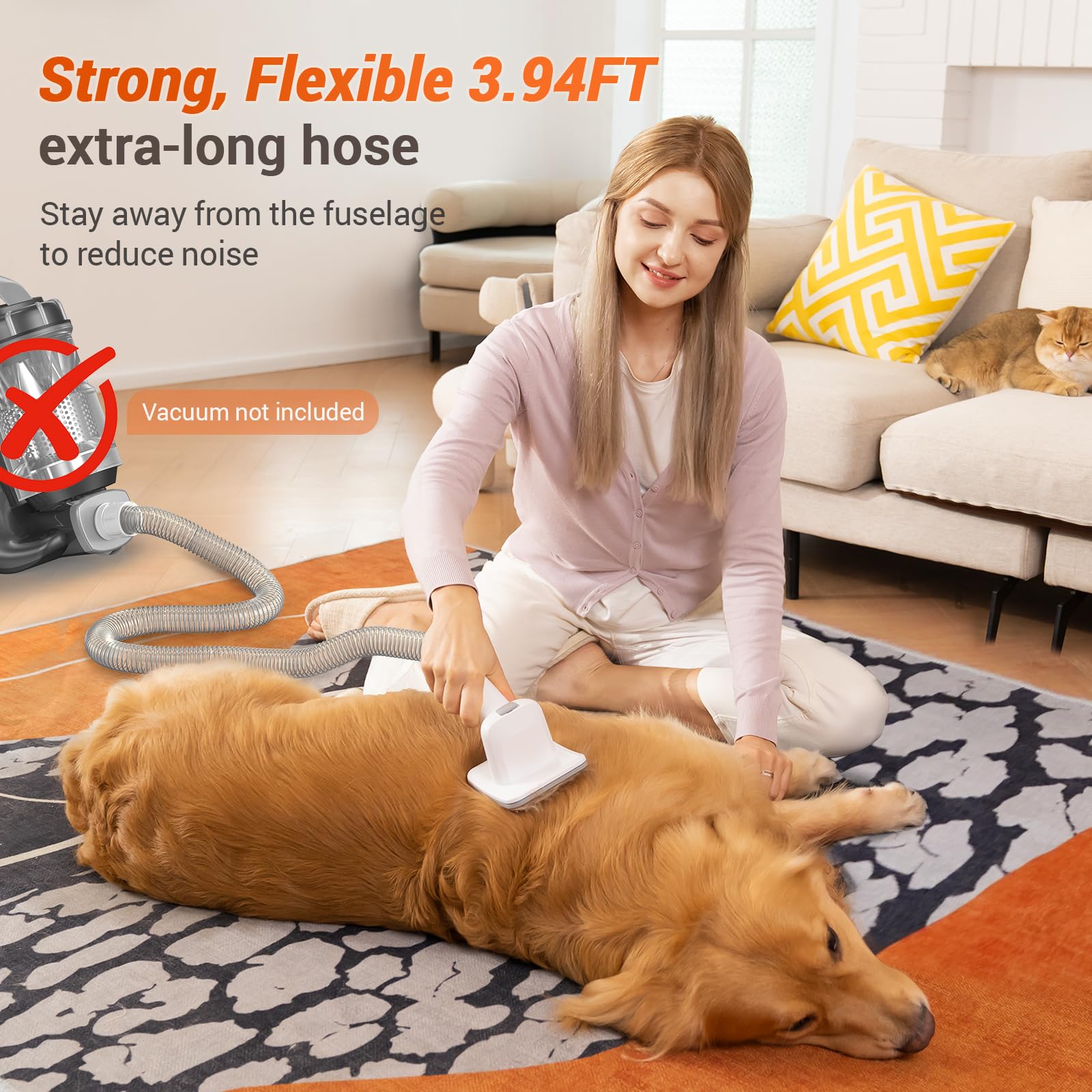 Afloia Spazzola per cani, Spazzola per Gatti, Kit Innovativo per la toelettatura dei Animali Domestici, con Adattatore e 1-1.5'' tubi flessibili