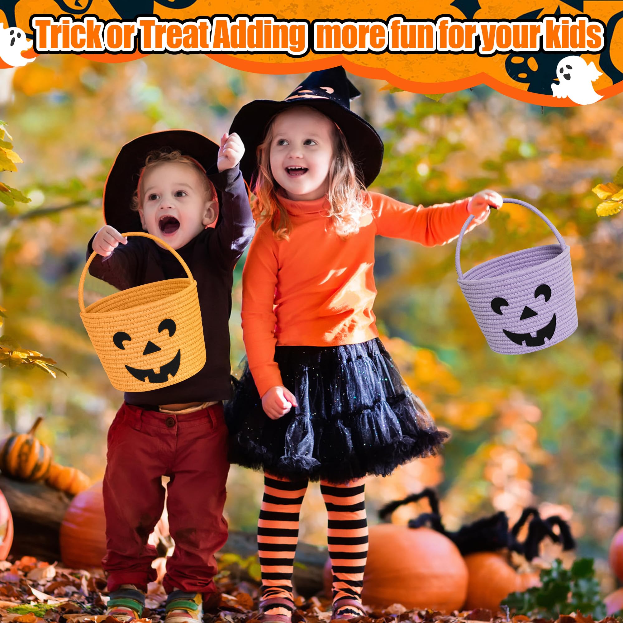 Halloween Pumpkin Basket - Kids Candy Bucket -3