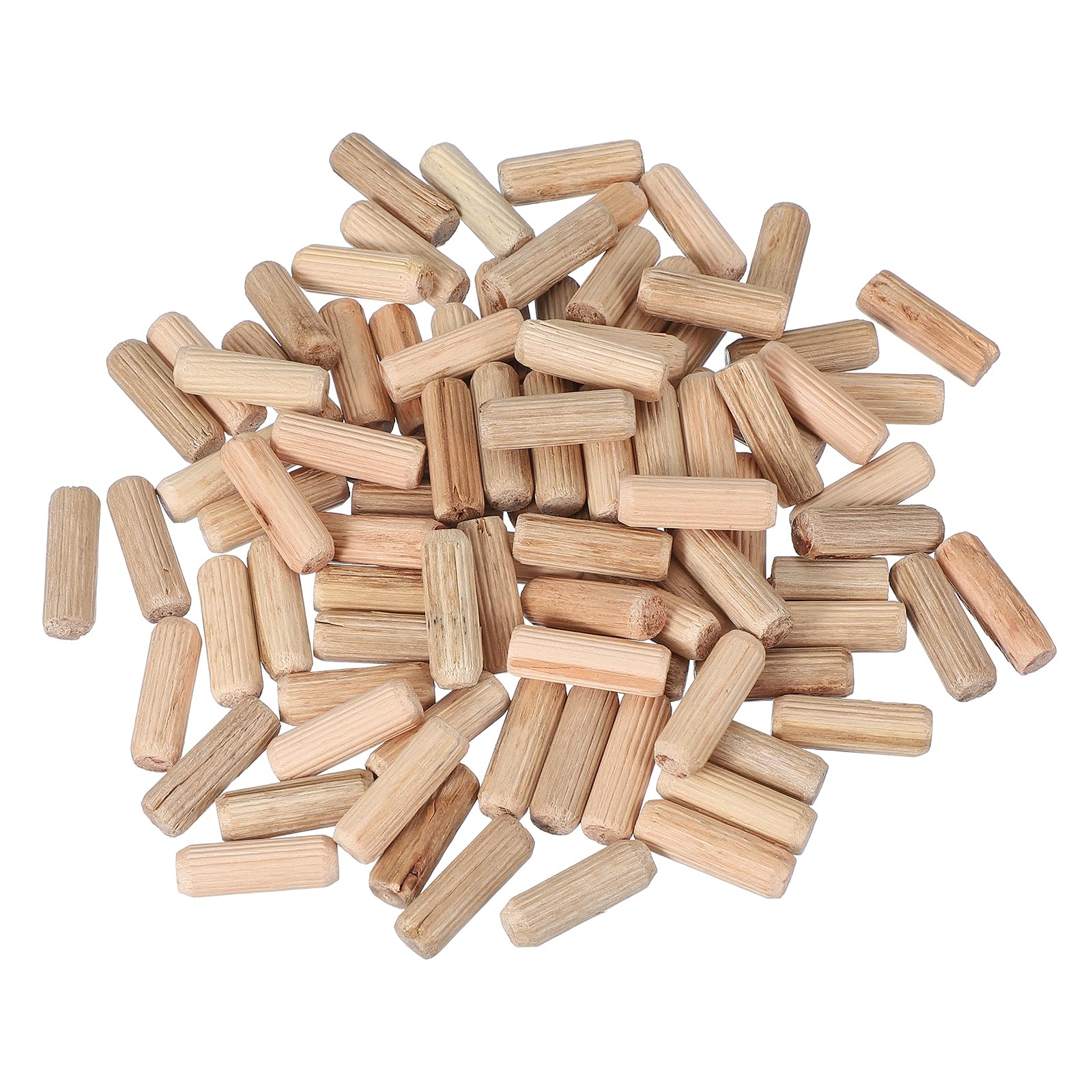 PATIKIL 120 Stück 10 x 30mm Holzdübel Set, Holzrillendübel Riffelholzdübel Holzstifte Dübel Set Gerillte Holzübelstifte Dübel Holz mit Rillen für Zimmerei Möbel Tür Kunsthandwerk Projekte