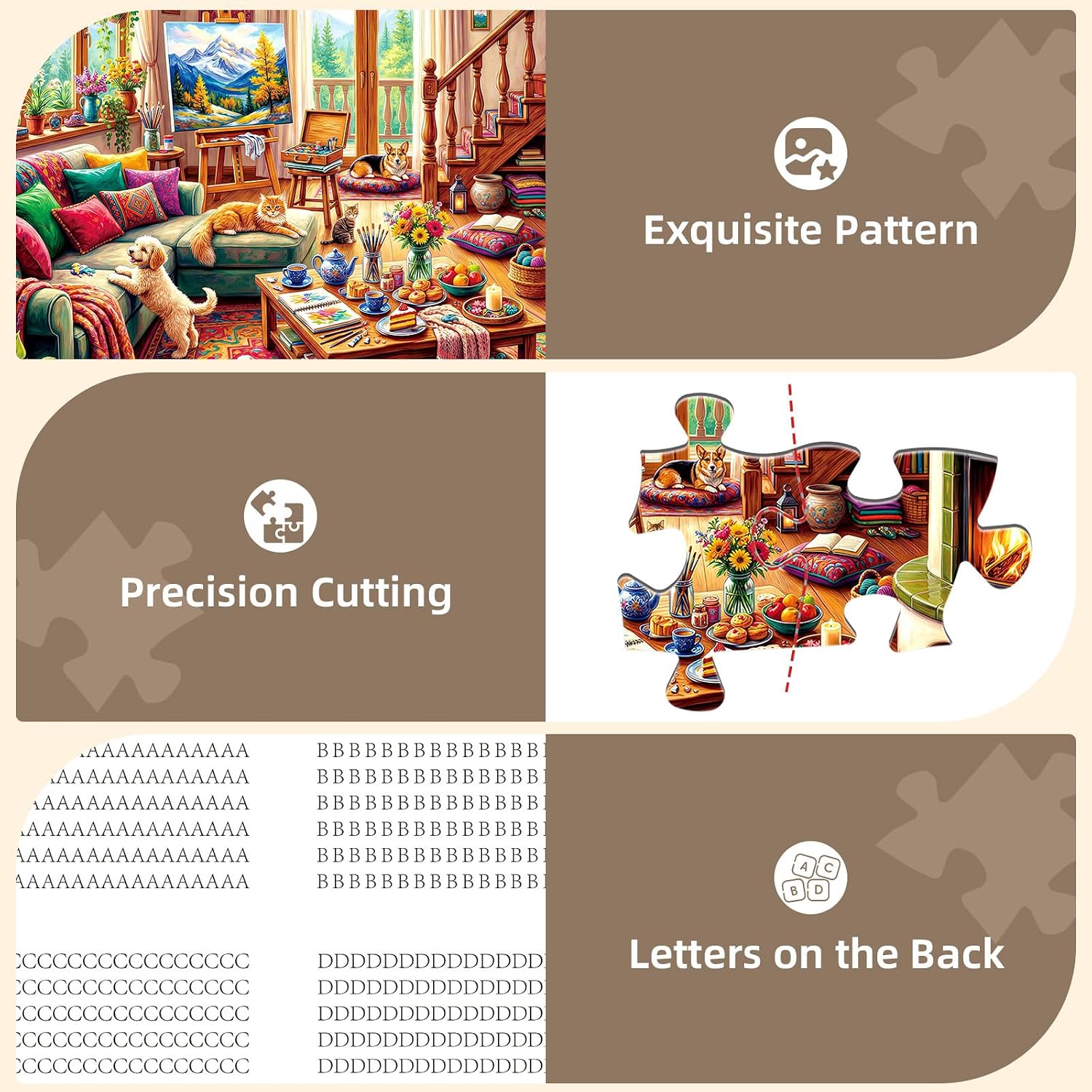 Warmth of Home Jigsaw Puzzles for Adults 1000 Pieces, 1000 Piece Puzzles | 1000 Piece Puzzle for Adults, Cardboard, Fun & Relaxing Puzzles for Stress Relief, 28"x20" Adult Puzzle with Letters on Back