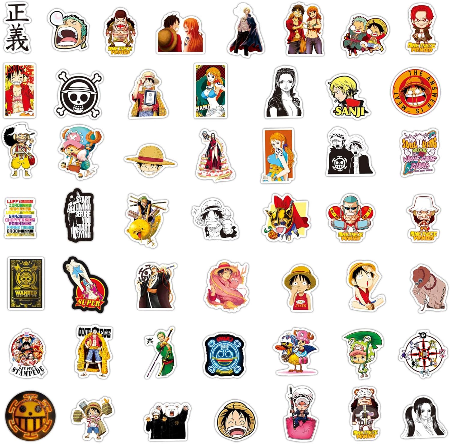 buy one piece stickers 100 pack luffy anime stickers for teens kids waterproof vinyl stickers for water bottles laptop online in turkey b08v1ldfbf