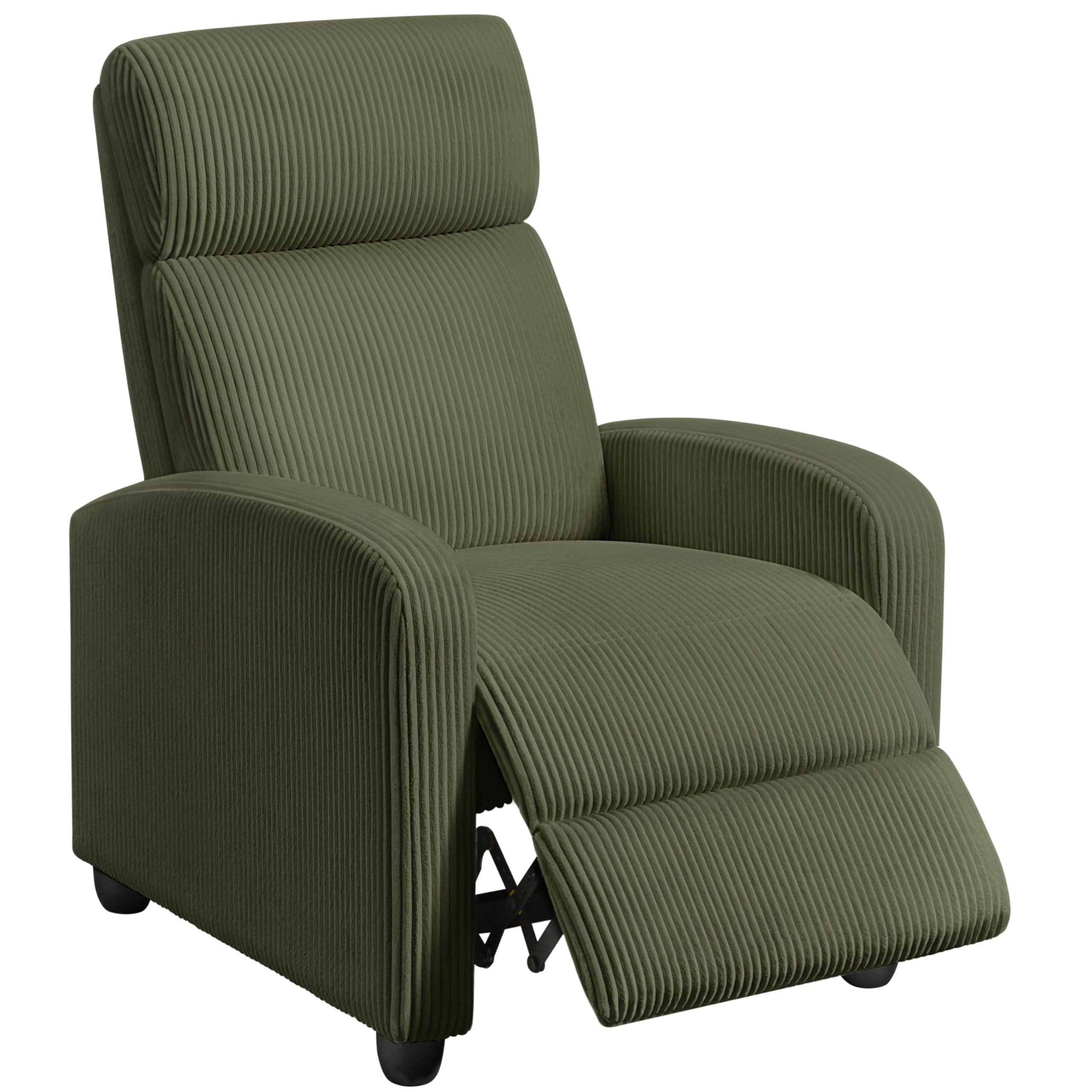 Topeakmart Corduroy Recliner Sofa Mid-Century Recliner Chair Single Reclining Chair Upholstered Sofa for Living Room Bedroom Home Theater Dark Green
