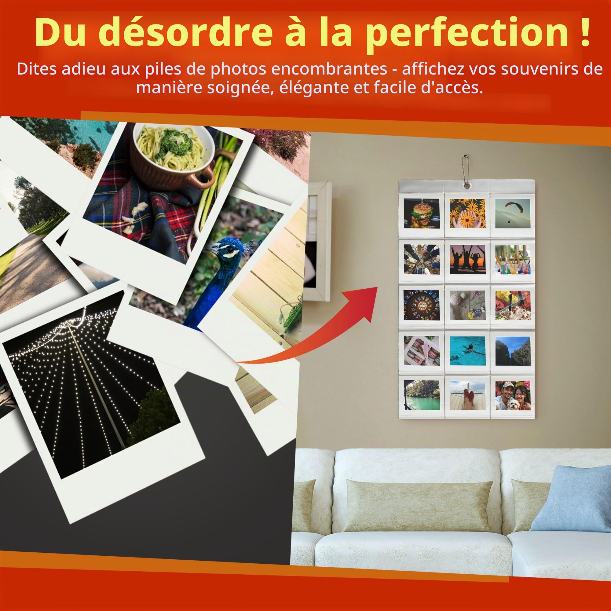 Lot de 64 films photo photo instantanés avec film Polaroid Go et album photo mural Clikoze