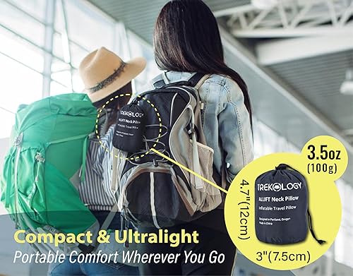 Miniatura 2 de TREKOLOGY Almohada inflable para el cuello para viajar, almohada inflable de viaje para aviones, almohada de aire para el cuello, almohadas de viaje