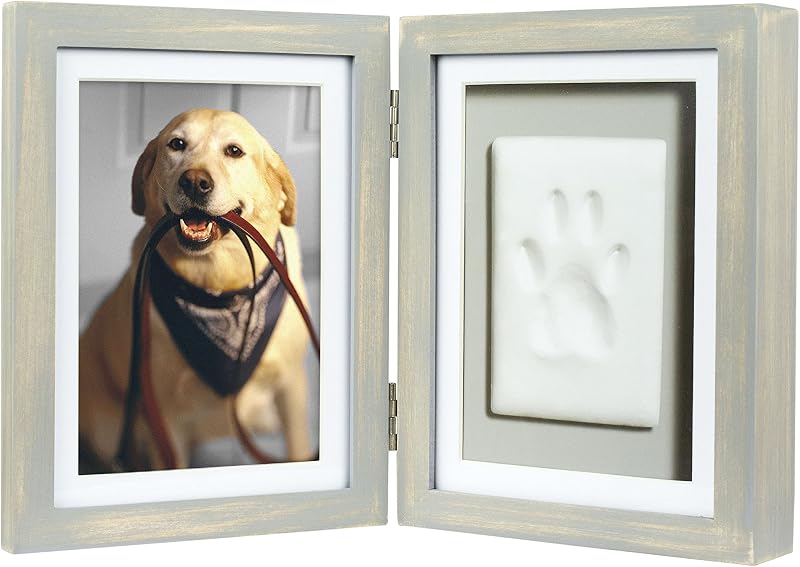 Quadro Memorial para Cães e Gatos com Moldura de Madeira e Kit de Impressão da Patinha Pearhead