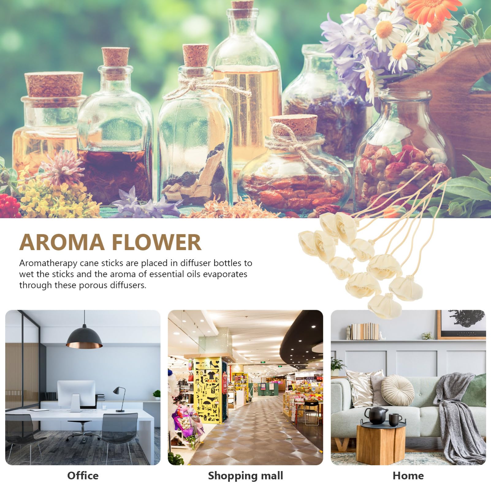 Alipis 5 Sätze Aromatherapie-Rattan Room Fragrance Diffuser Sticks Diffusoren Für Ätherische Öle Großer Flüssig Docht Auswechselbare Aromasticks Raumduftstäbchen 10 Stück * 5