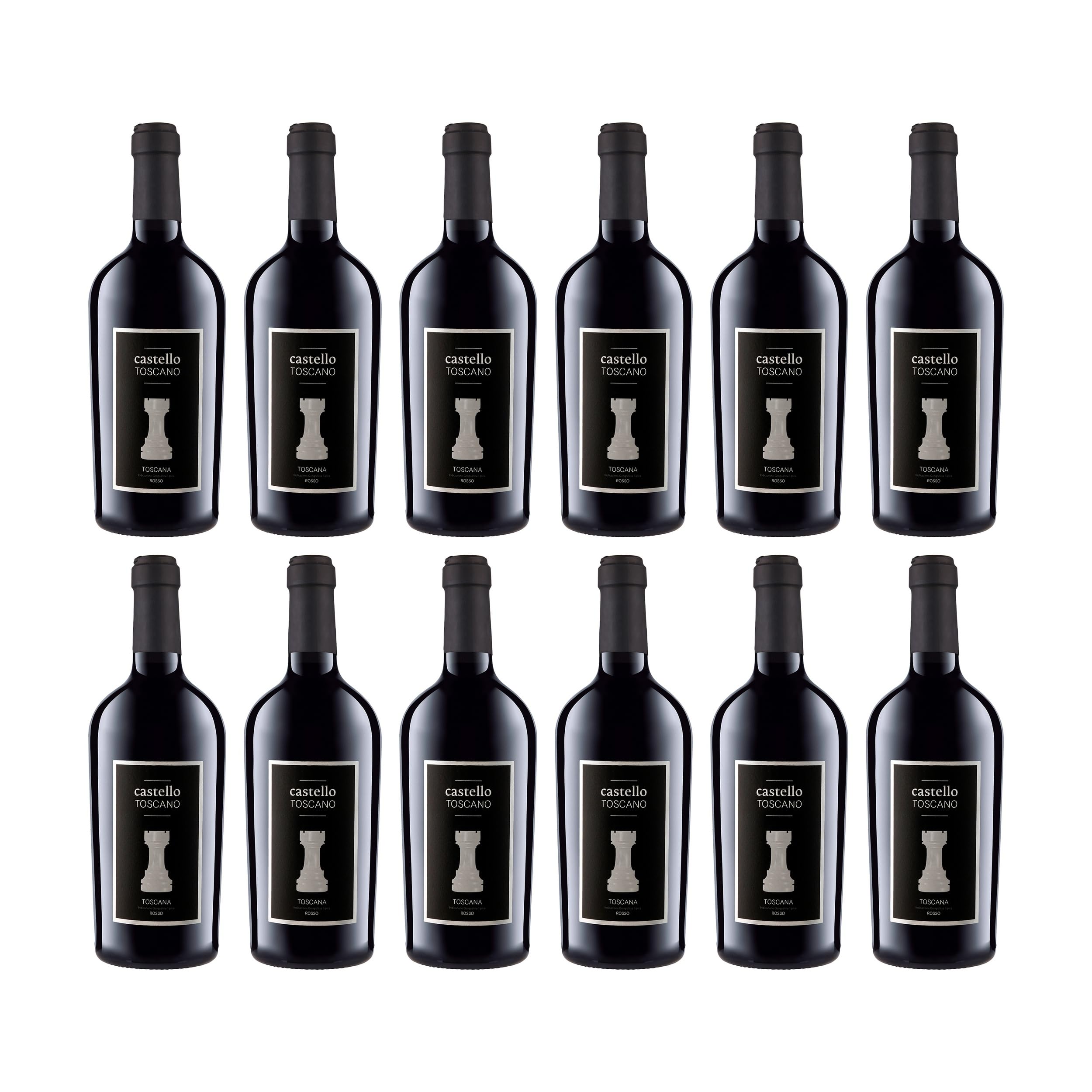 Castello Toscano Rosso IGT Rotwein Rot halbtrocken Italien inkl. FeinWert E-Book (12 x 0.75 l)