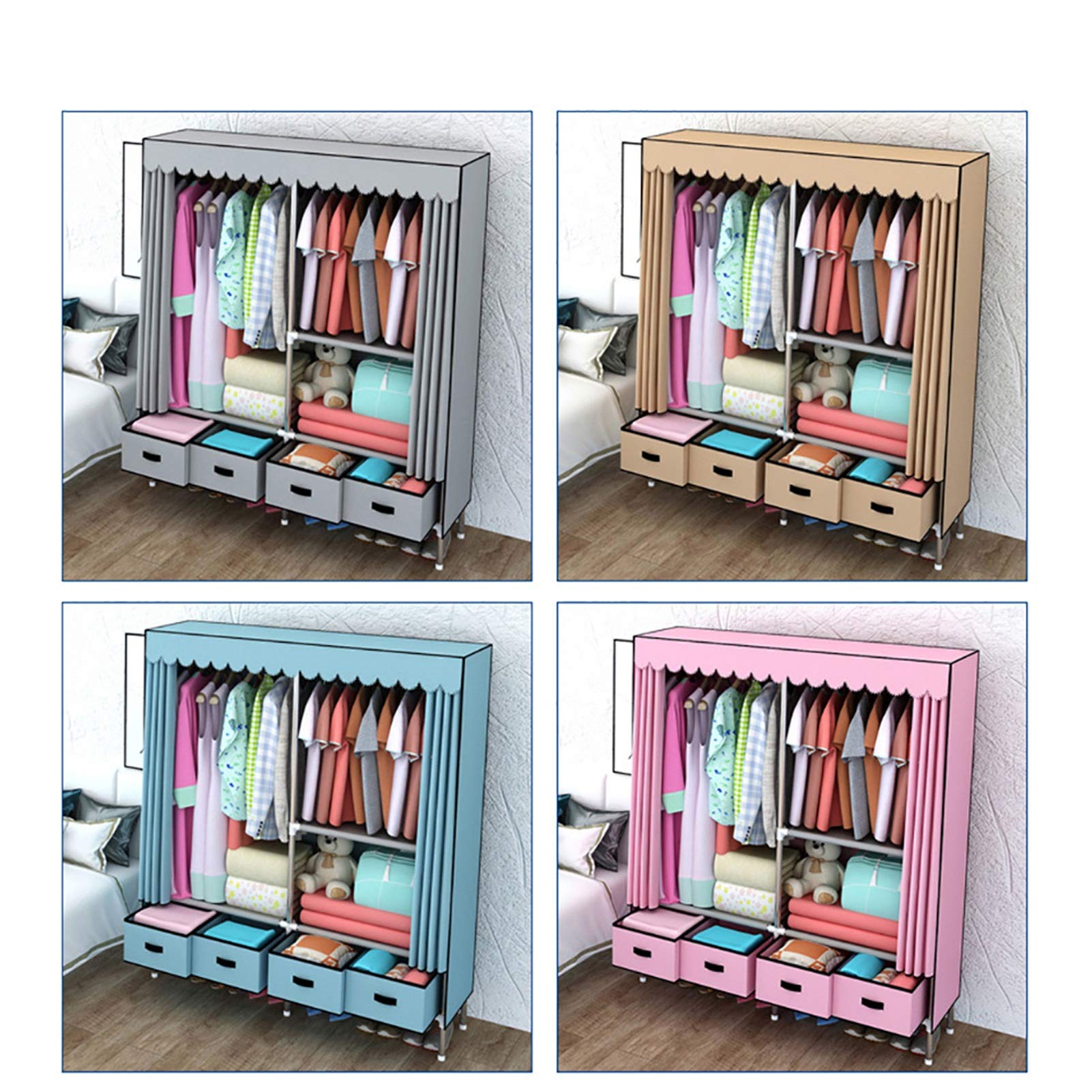 Amazon｜大容量 収納 ワードローブ ハンガーラック ぶら下がっている