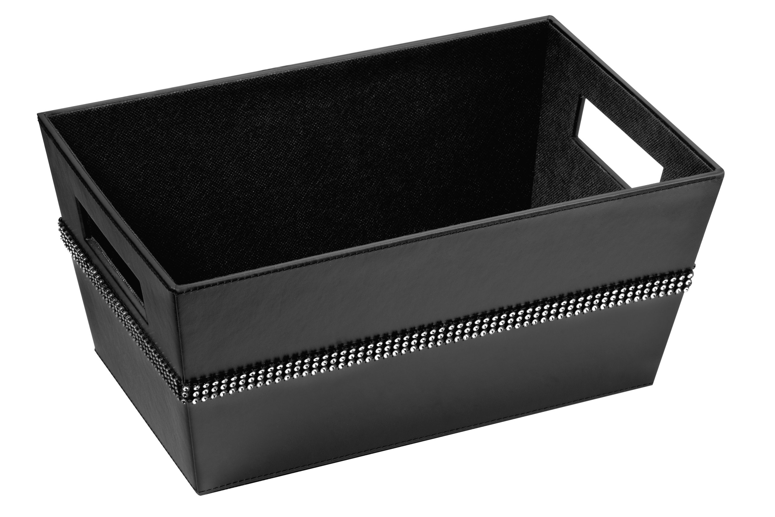Premier Housewares Rectangle Storage Box with Diamante Detail - Black