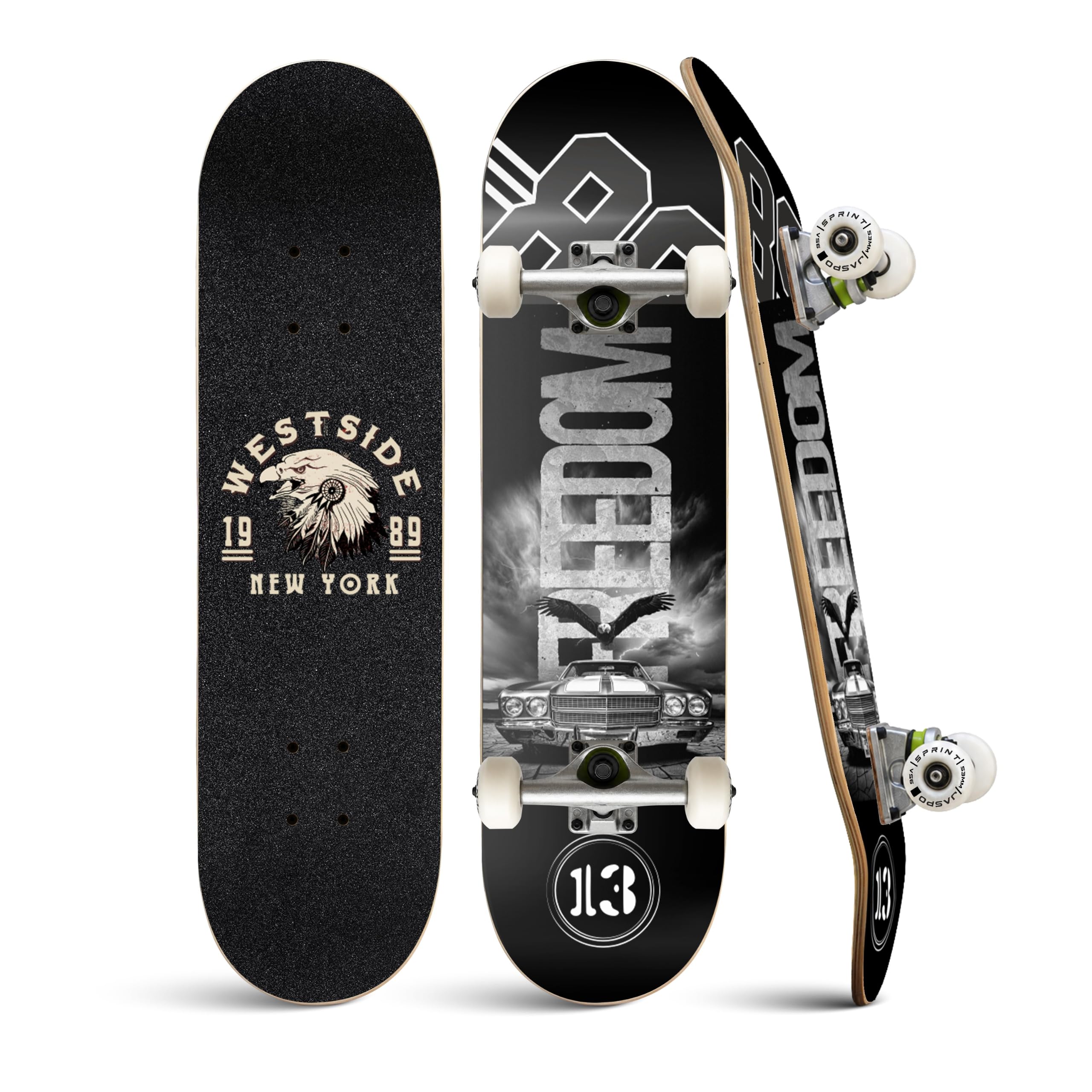 Jaspo Street King Skateboard for Adults & Kids - 7-Layer Canadian Maple Wood Deck, 31 X 8 Inches, Professional Skateboard for Beginners, Pros, Boys & Girls, 120 Kg Capacity-image-20