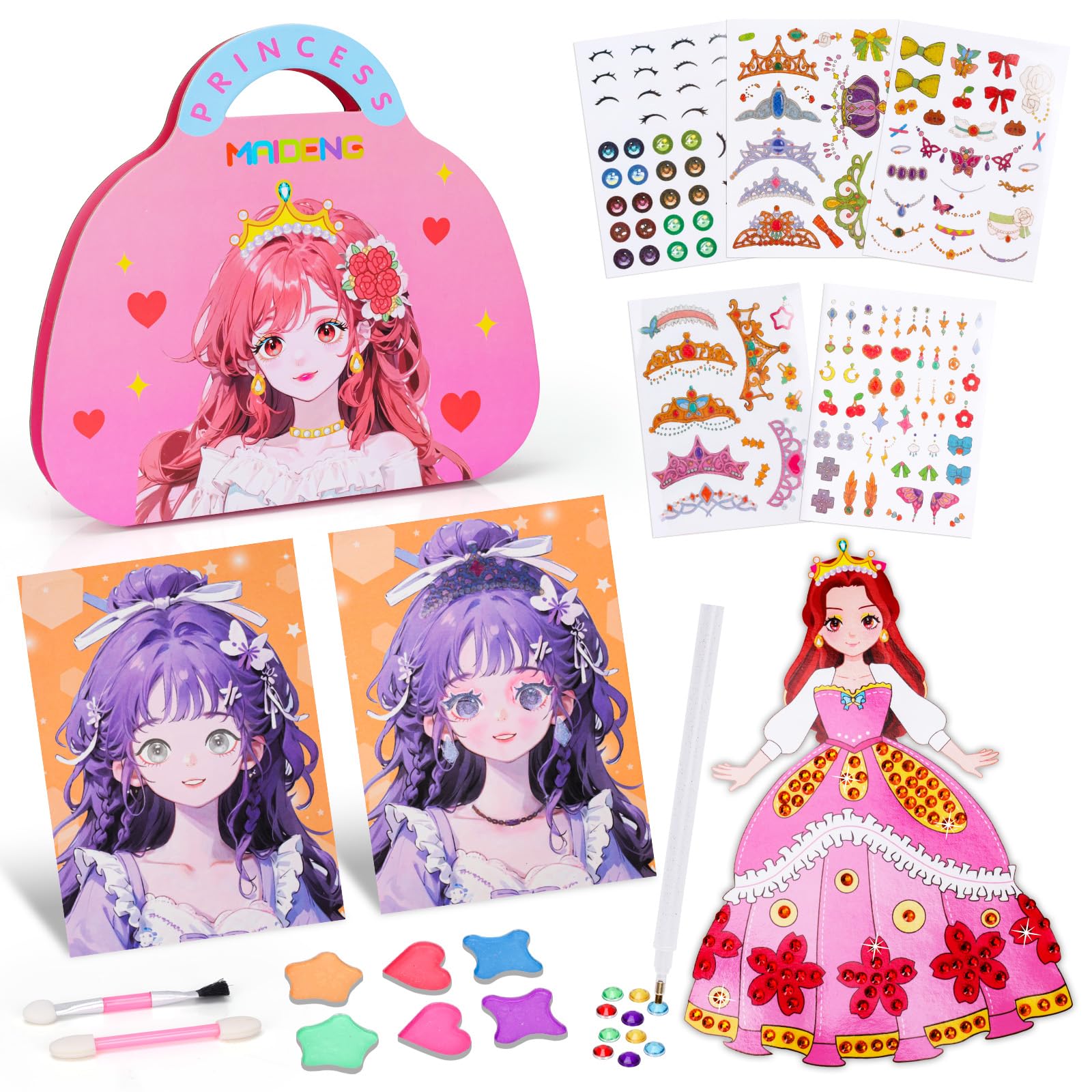 Ballery Bastelset Für Mädchen 4-8 Jahre – Mit Make-up, Stickern & Diamantmalerei