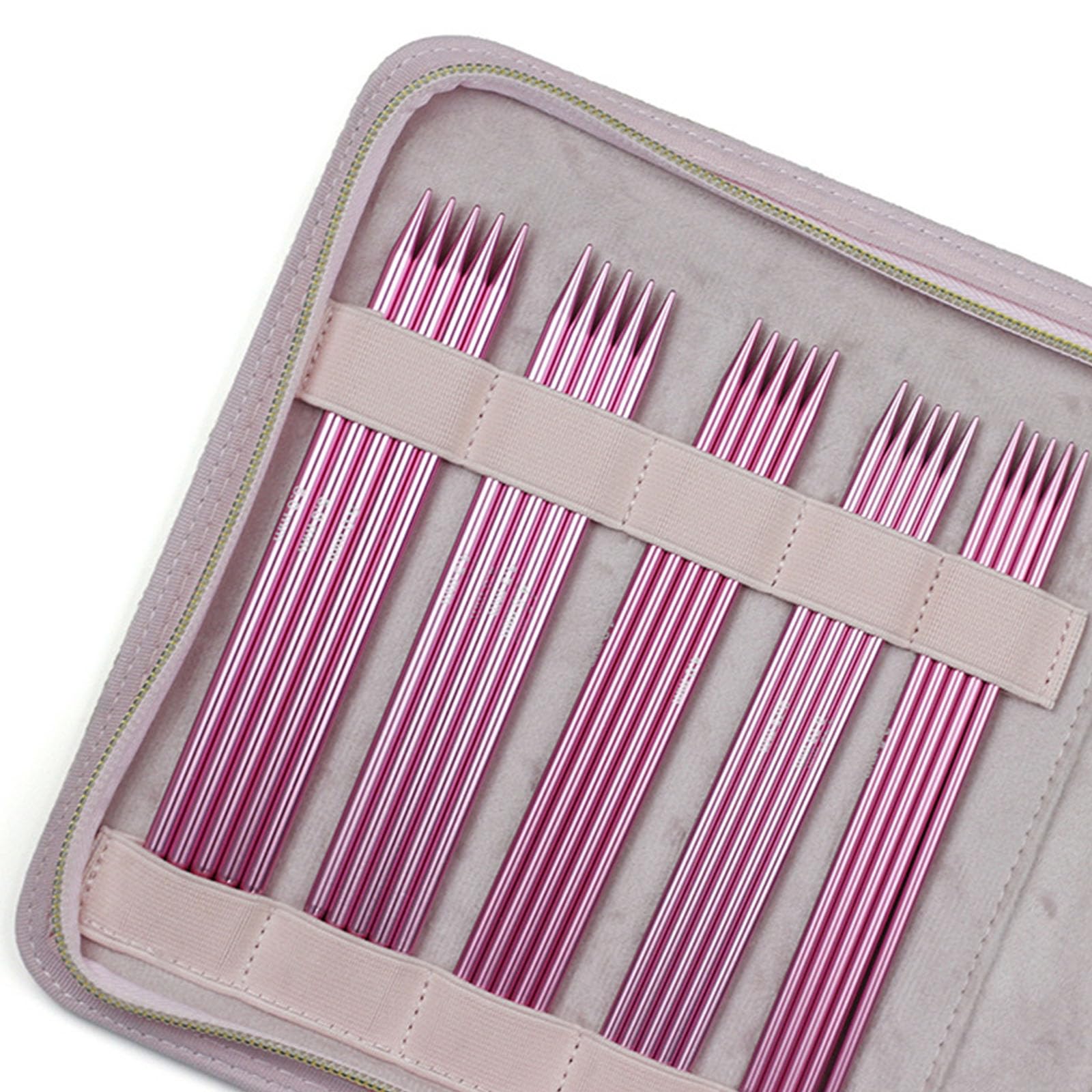 11 paia aghi in alluminio a doppia punta con custodia Set maglieria a doppia estremità per tessitura maglione sciarpa cappello maglia corta