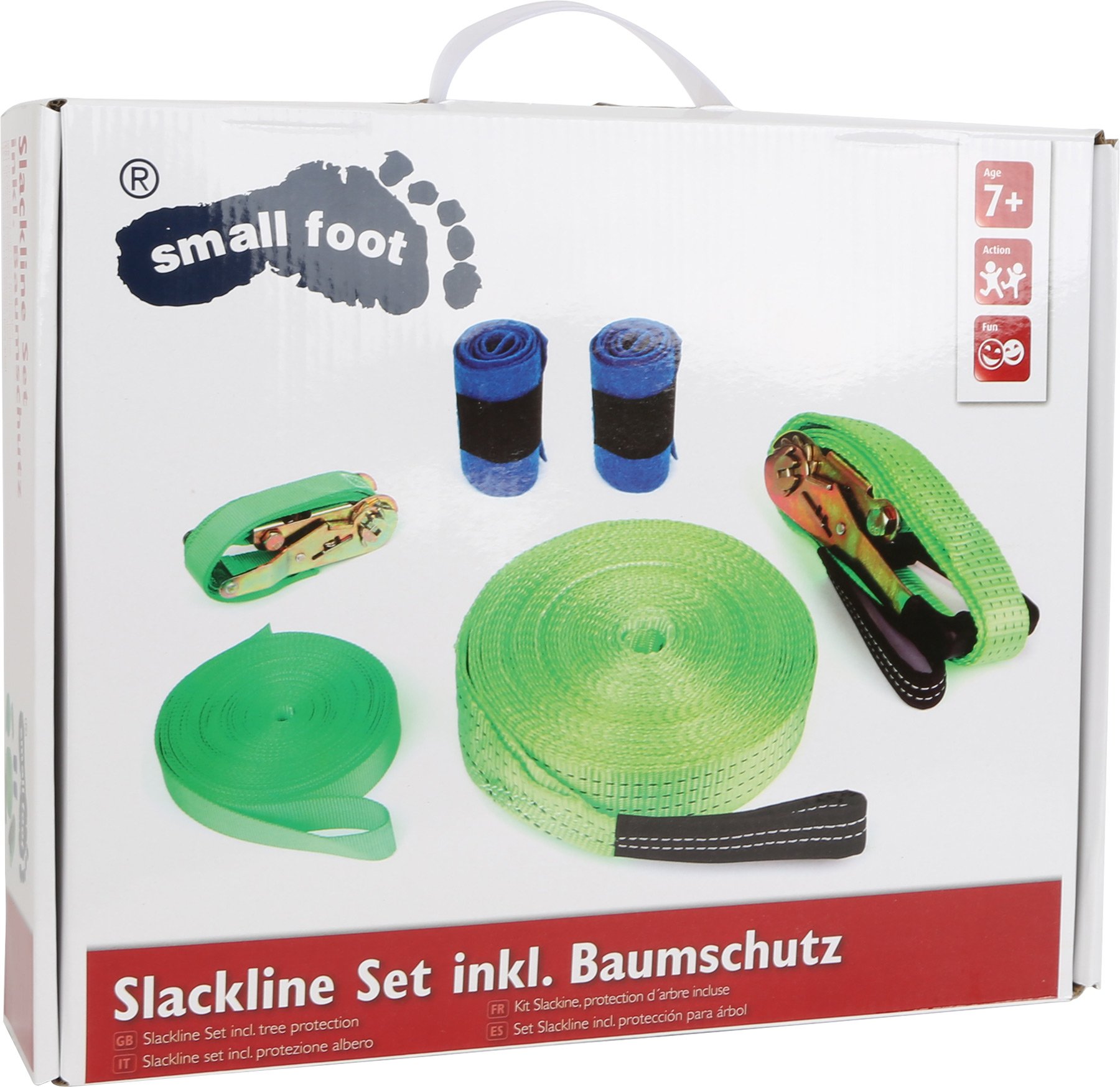 small foot Company 10476 - Juego de Slackline para jardín de Infancia (Incluye Protector para árboles y Cuerda de Seguridad, hasta 80 kg)