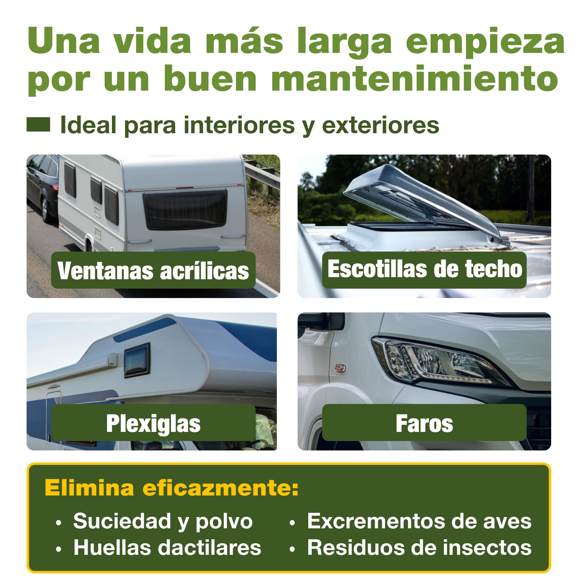 Bio-Chem - Limpiacristales acrílico y plexiglás 750 ml - Limpiacristales para caravanas, autocaravanas y automóviles - Spray líquido limpiacristales para automóviles