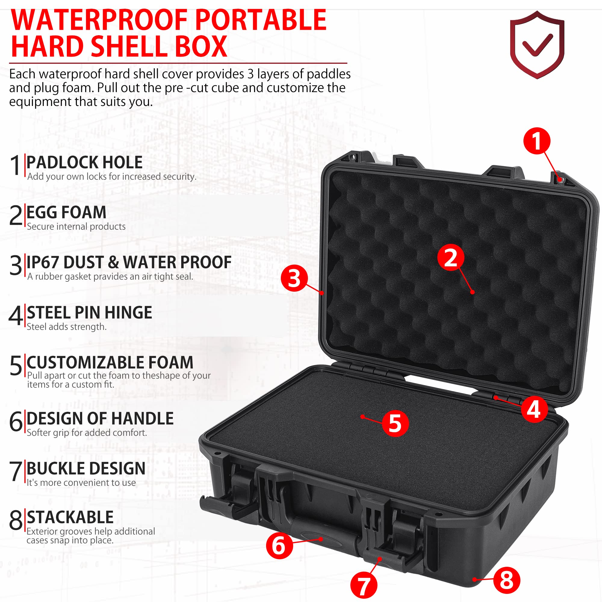 Funda rígida protectora a prueba de golpes e impermeable 382615