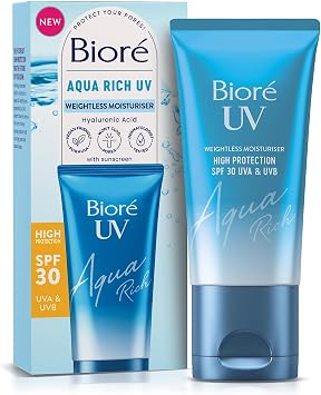 Biore UV Aqua Rich Water Essence Sunscreen SPF 30 50ml + Curel Deep Moisture Spray 60g