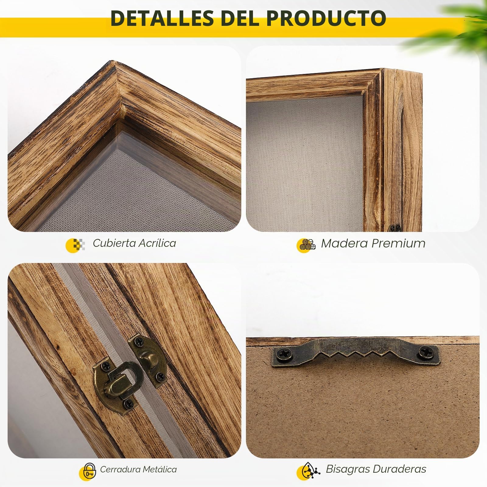 Marcos con Profundidad, Wood Shadow Box Frame, Marco Profundo de 25x20 cm para Pared o Mesa - Exhibidor 3D para Fotos, Flores, Arte y Objetos Sentimentales