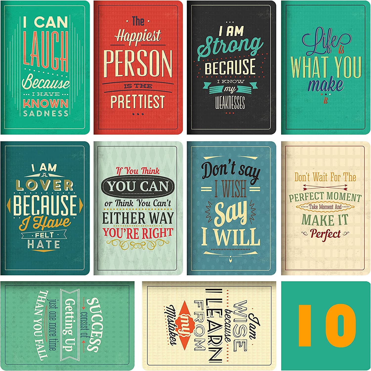BIROYAL10 Pieces Inspirational Notepads Mini Motivational Journal Notebook Small Pocket Notepads Mini Notebooks for School Office Home Gift Bulk Prizes Travel Supplies