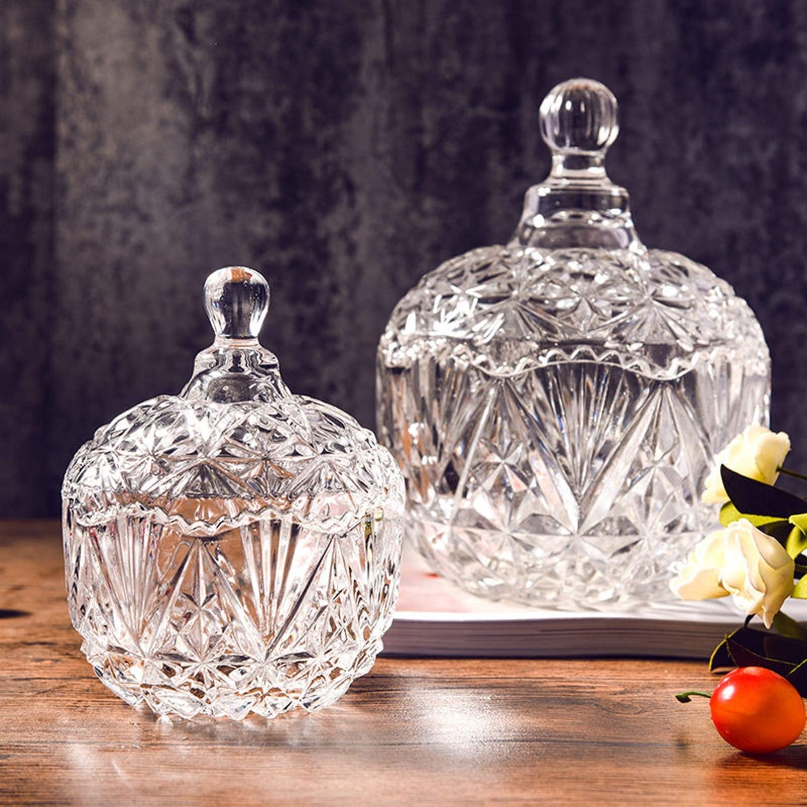 Sucrier Bol À Sucre en Verre Pot De Rangement pour Collations avec Couvercle Anti-Poussière Fruits Secs Thé Pot À Bijoux Cube De Café Pot À Sucre Quatre Couleurs Di,A-L