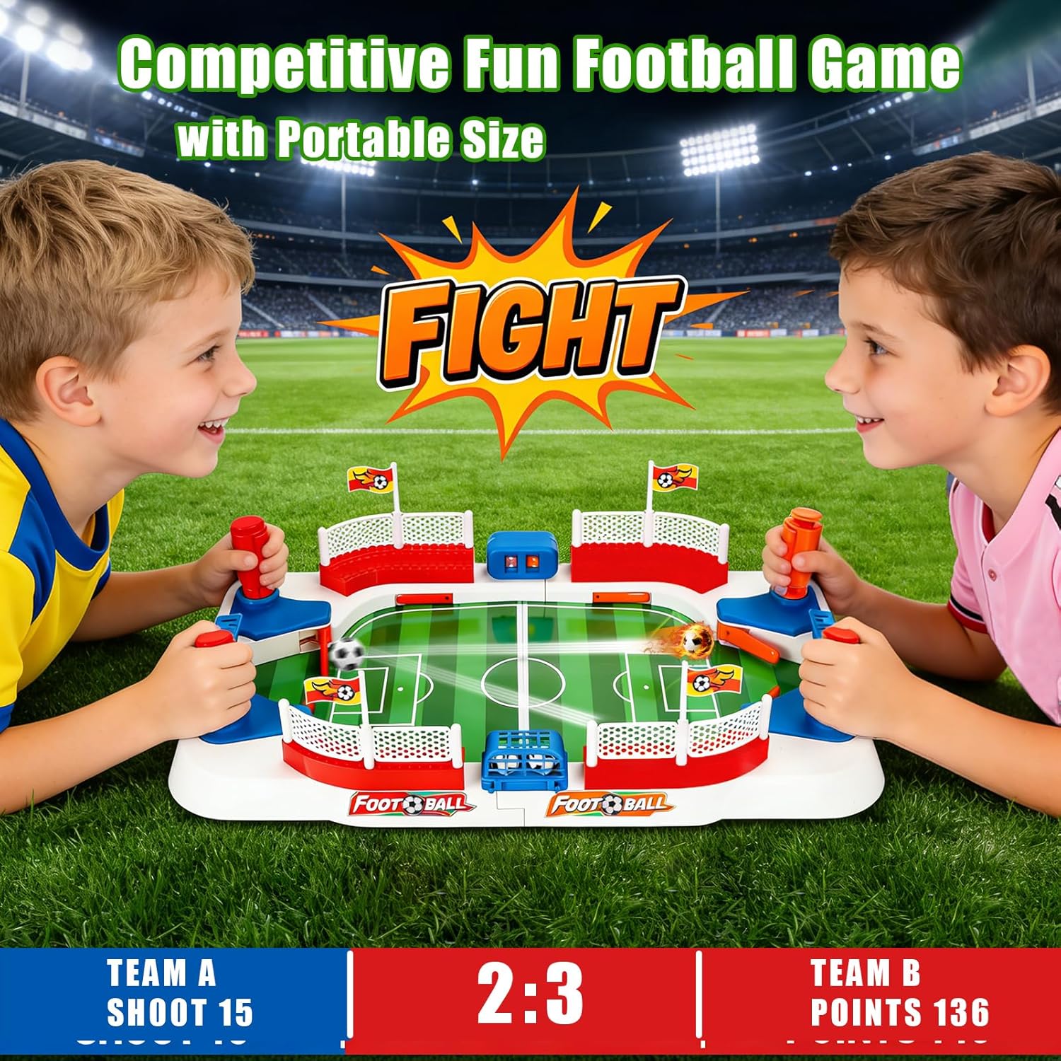 Mini Soccer Table Game for Kids - Football Board Games for 3 4 5 6 7 8 9 10 11 12 Year Olds - Pinball Interactive Indoor Sports Toys Birthday for Boys Girls Age 4-8 6-8 8-12