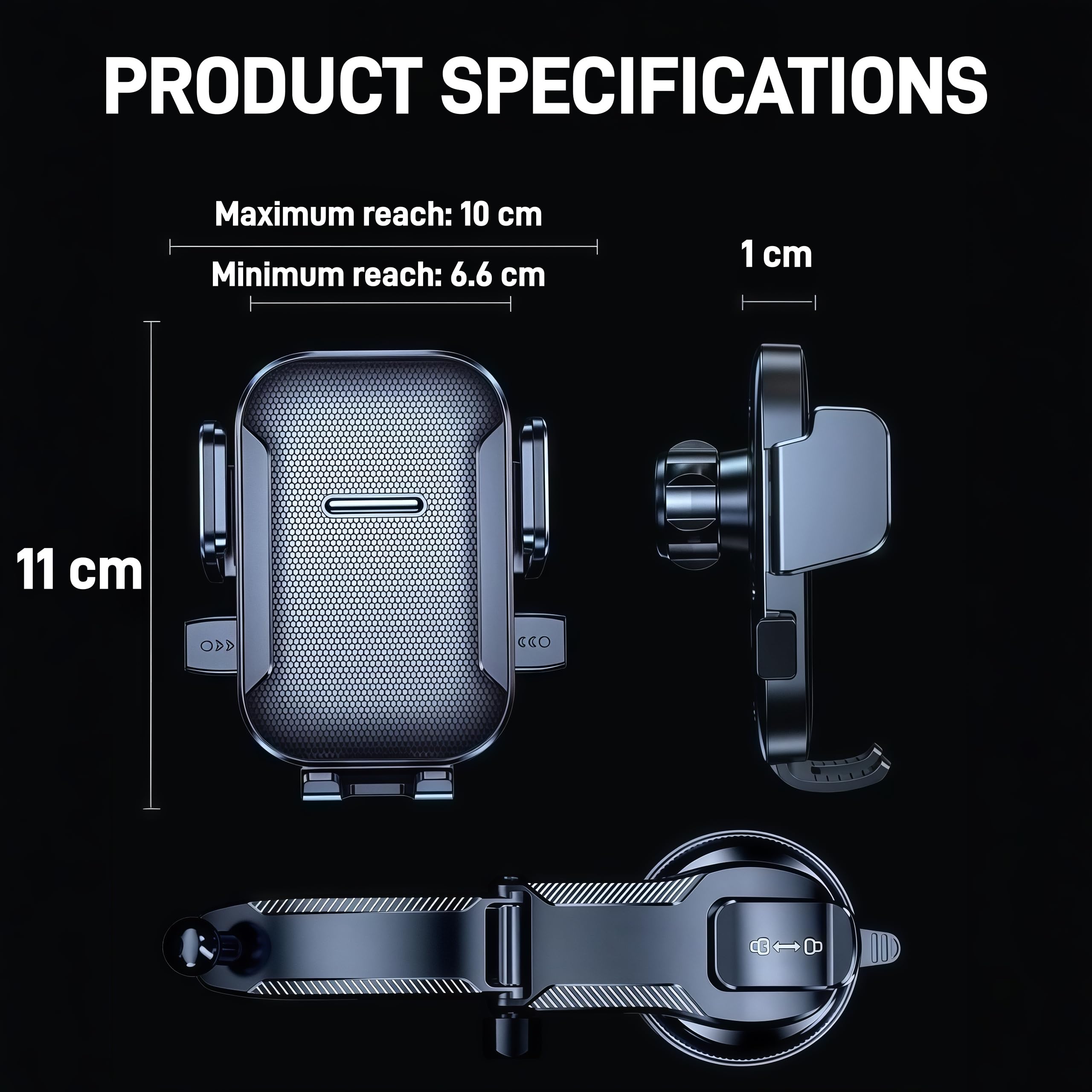 Porta Cellulare Auto per Smart #5,Porta Cellulare Auto Ventosa,Supporto Telefono Auto per Cruscott Parabrezza,Rotazione a 360 Gradi e Rilascio Rapido