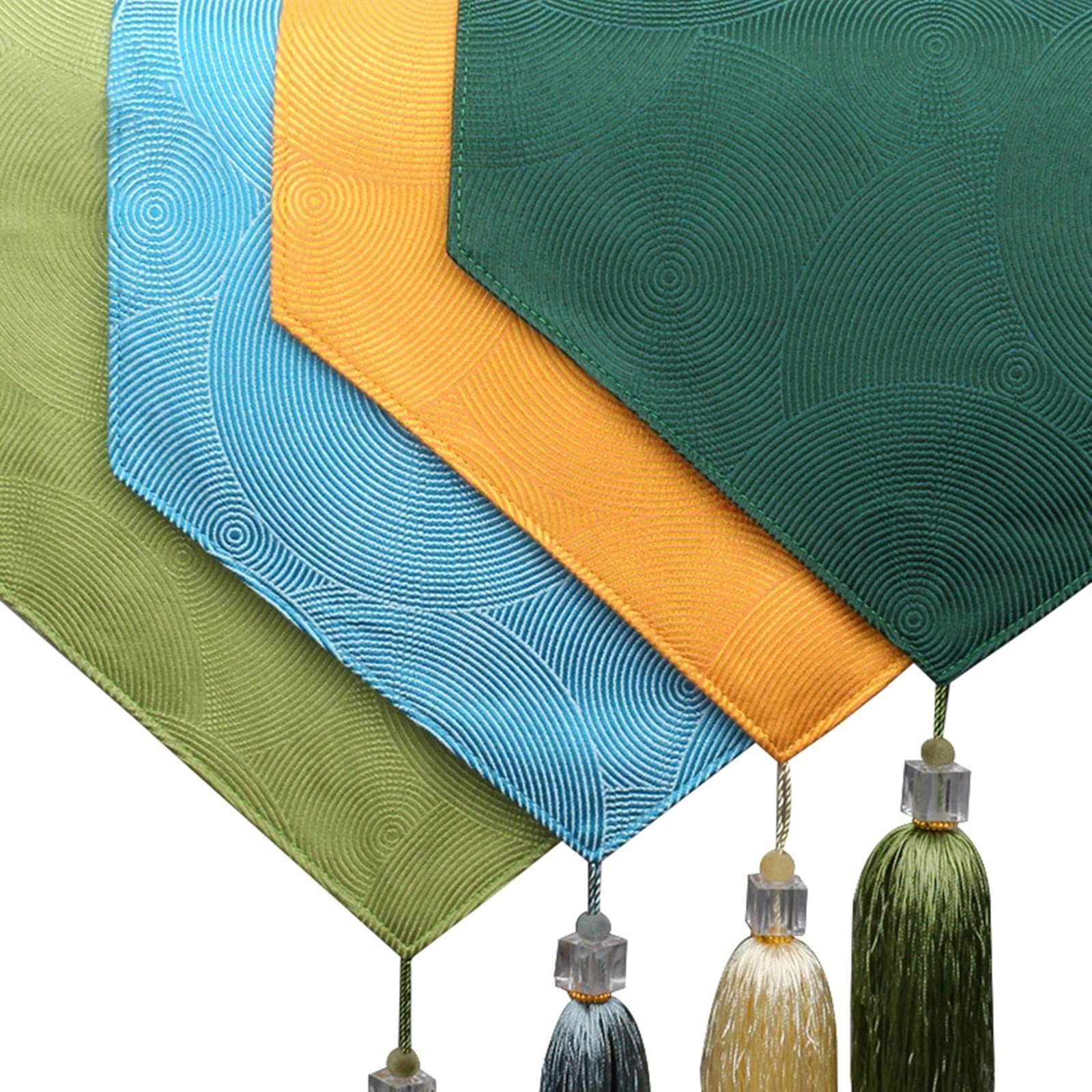 Table Runner Blue, Tischläufer Herbst Weihnachten 35X183cm Baumwolle Quaste Dreieck Faden Verlobung Deko