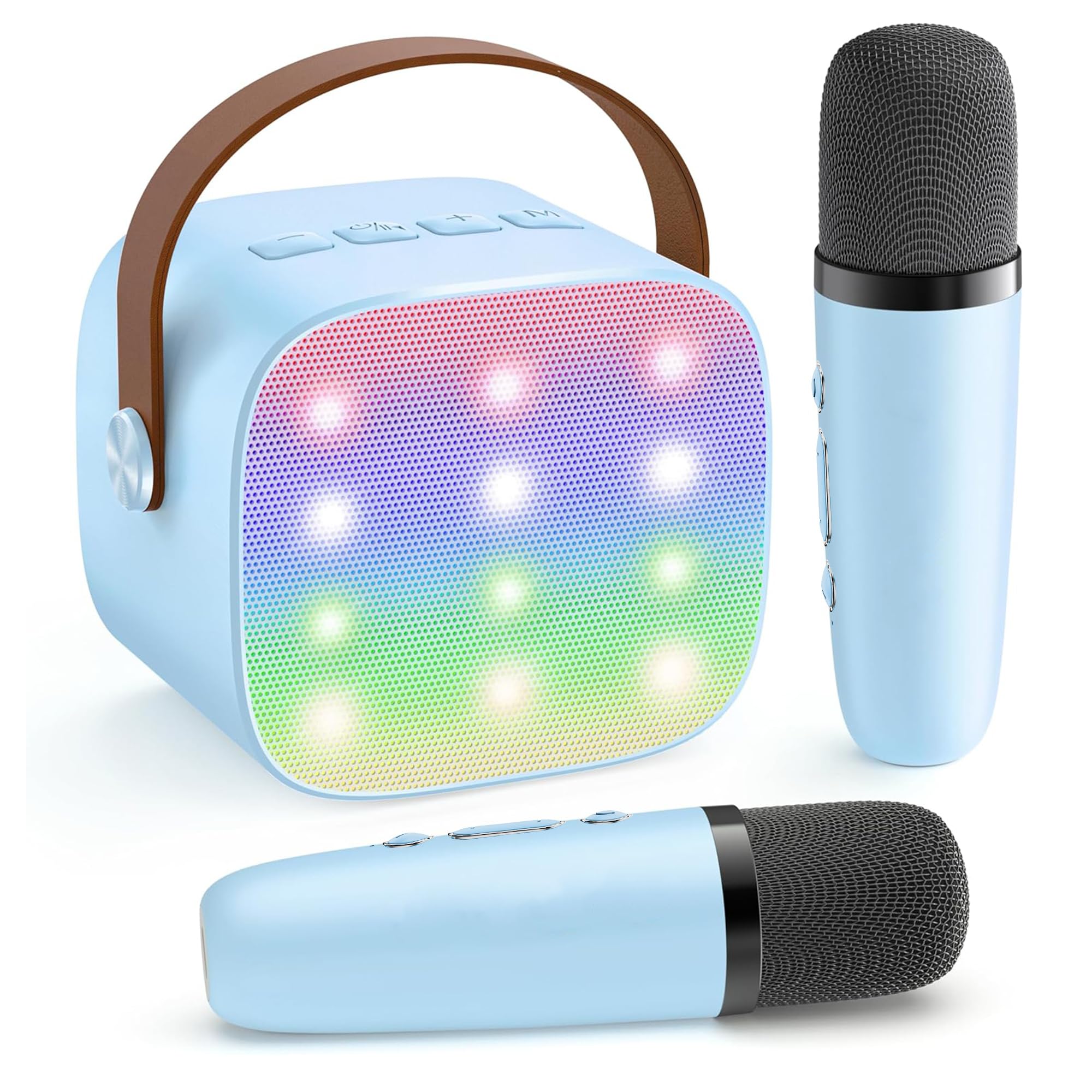 YLL Karaoke Machine for Kids, Top Birthday Gifts for Boys Ages 4-12+ Toy | 2 Rechargeable Wireless Microphones, Mini Portable Bluetooth Speaker, 5 Magic Voices, Party Light Present for Boys Family