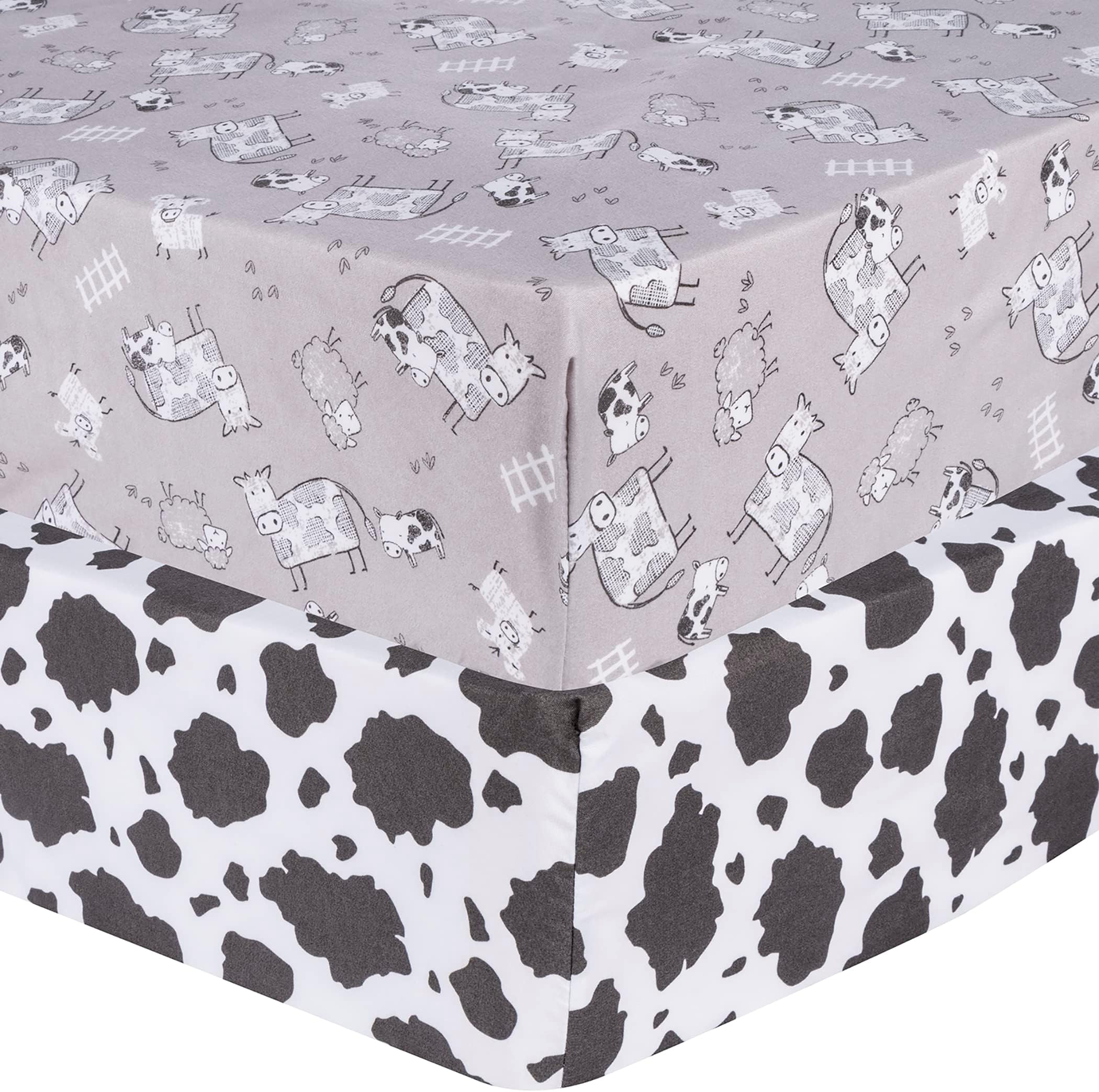 Cow Print Black Mini Crib Sheet Lambs Ivy Woodland Forest Animals