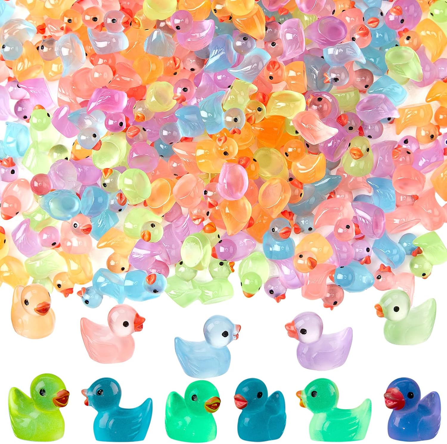 Mini Resin Ducks Luminous Tiny Ducks Miniature Figures