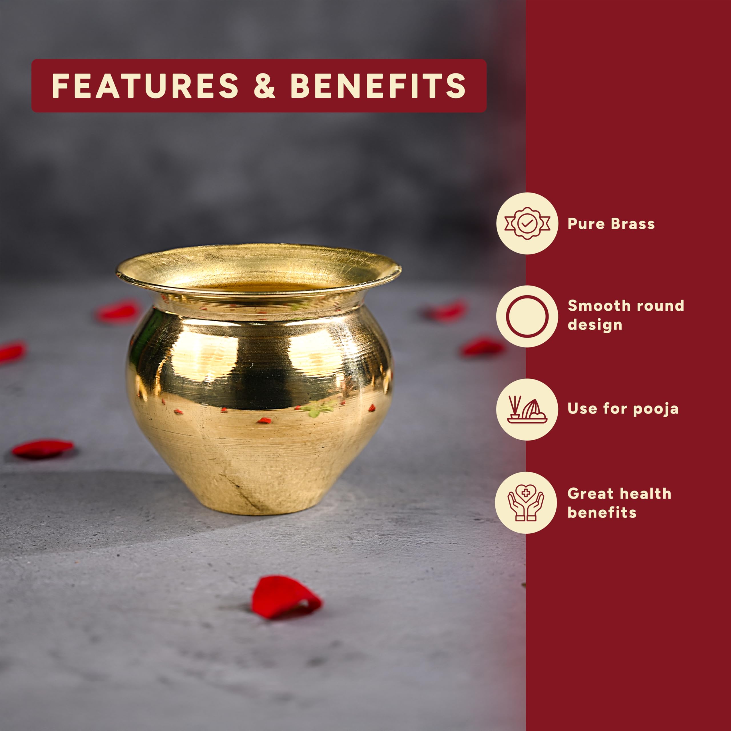 The Divine Tales Handcrafted Brass Kalash Lota for Navaratri Pooja Pot Sacred Hindu Water Pot Premium Kalasam Ghada for Rituals Puja Wedding Festivals Durable Auspicious Pital Pot Home Essentials 3