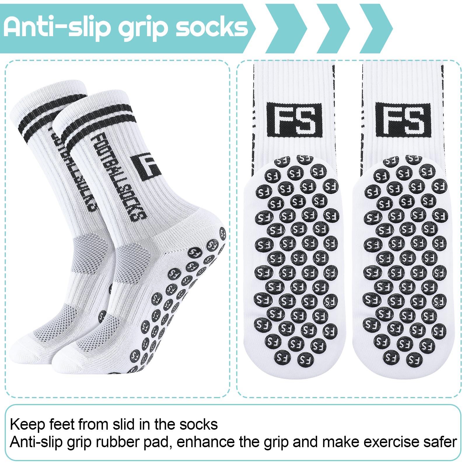 Apricitie 6 Paar Fussball Socken Kinder, Fußballsocken Anti Rutsch Grip Jungen Fußball Socken Rutschfeste Sportsocken für Fussball Basketball Laufen
