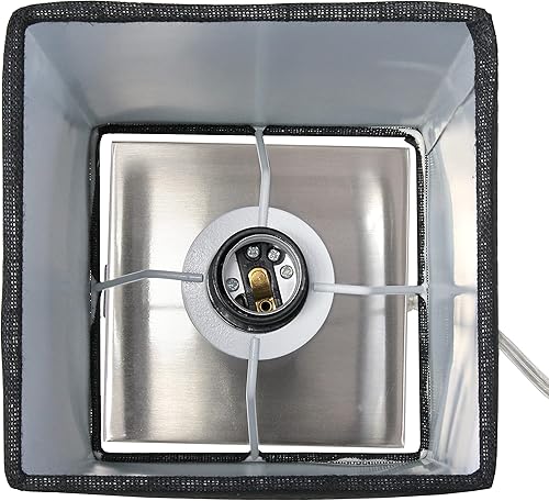 Miniatura 8 de Simple Designs LT1087-BLK - Lámpara de mesa con carga USB de níquel cepillado pequeño con interruptor de cadena, color negro