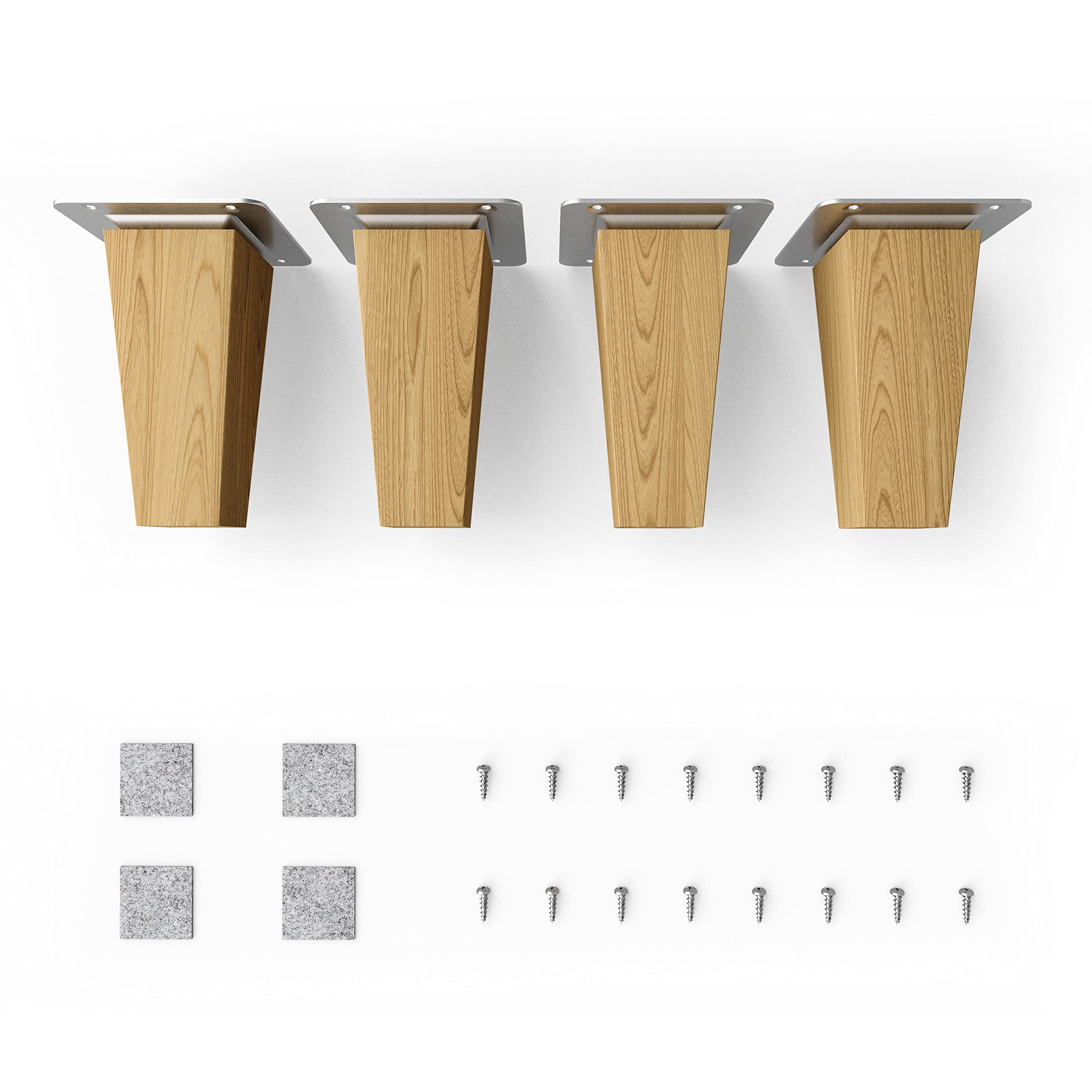 Sossai® Wooden furniture feet - Clif Square, 10 cm | oak - oil