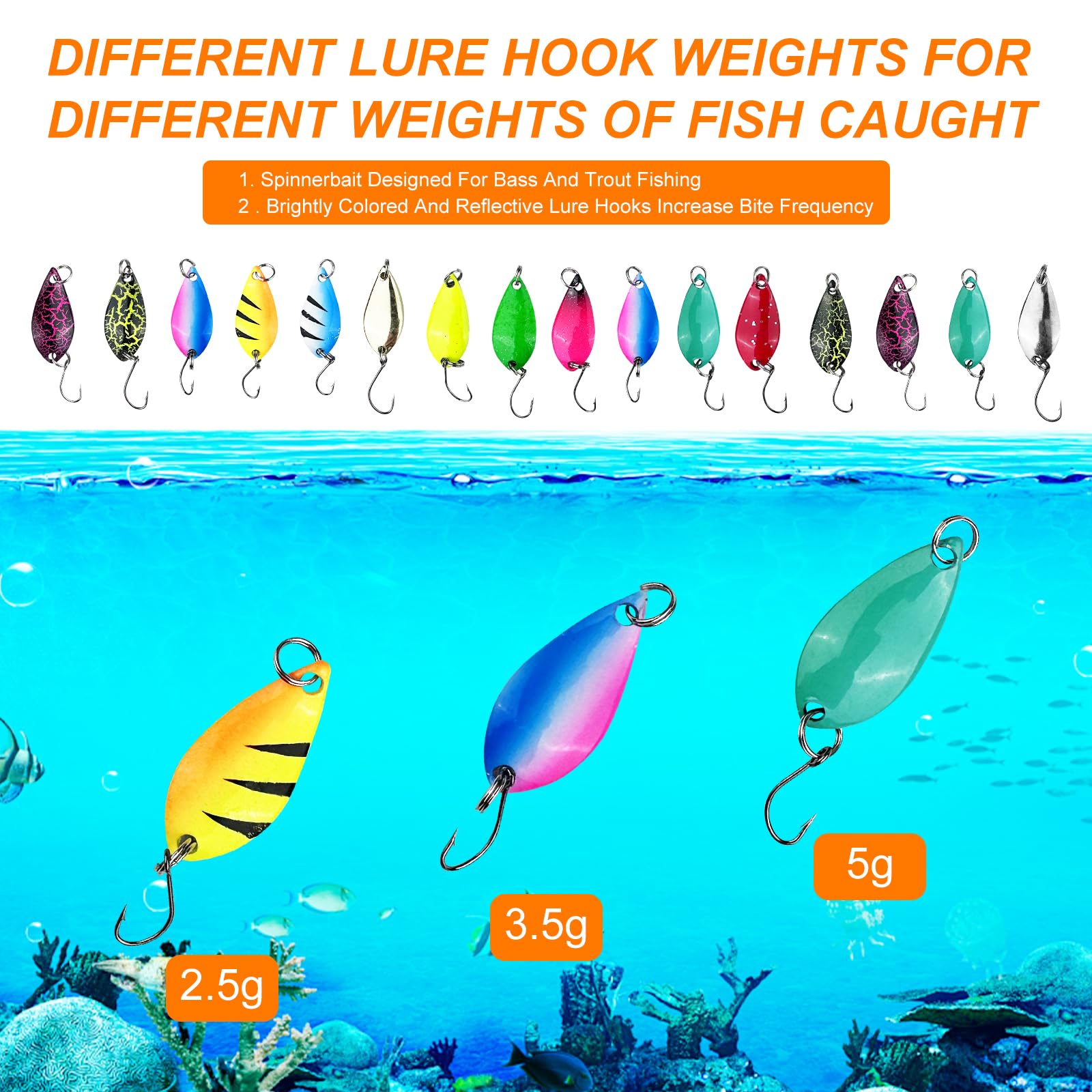 16 Pezzi Esche Artificiali Spinning, Pesca Accessori, Spoon Trout Area, Cucchiaini Pesca, Cucchiai Esca Con Scatola, per Pesce Persico, Luccioperca, Trota in Acqua Dolce e Salata, Multicolore