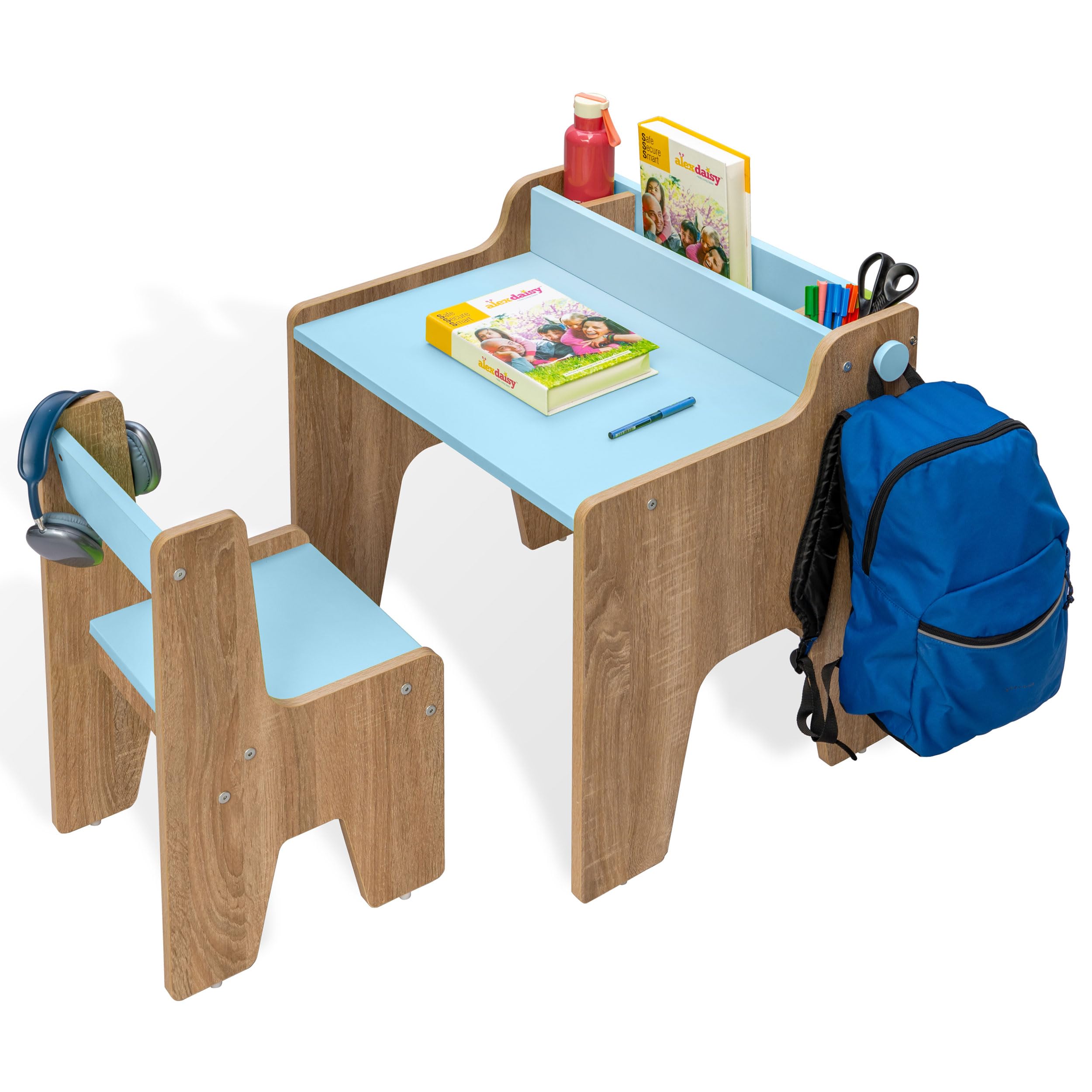 Alex Daisy Norway Kids Table & Chair Set for 3-12 Years - (Blue) Engineered Wood, 65 x 54 x 64 Centimeters