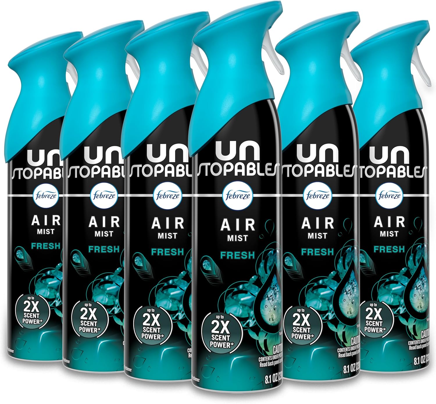 Febreze Air Mist, Air Freshener Spray, Odor Fighting Room Spray, Deodorizer for Home Bathroom Kitchen Office Apartment Dorm Room Classroom, Unstopables Fresh Scent, 8.1oz (Pack of 6)