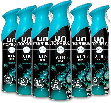 Febreze Air Mist, Air Freshener Spray, Odor Fighting Room Spray, Deodorizer for Home Bathroom Kitchen Office Apartment Dorm Room Classroom, Unstopables Fresh Scent, 8.1oz