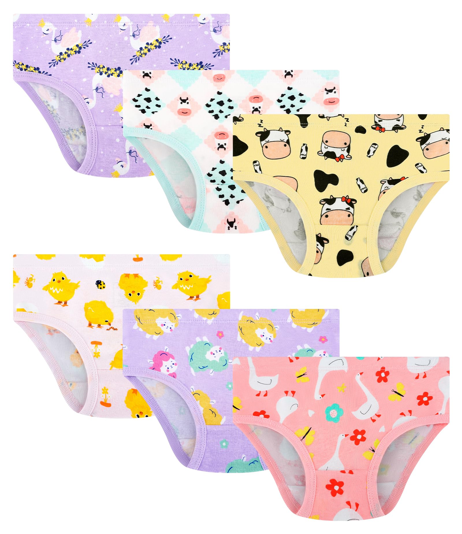 Girls and Toddlers 100 Cotton Underwear Tagless Soft Panties Size 2-3T 4-5T 6 8 10 12 6-Pack