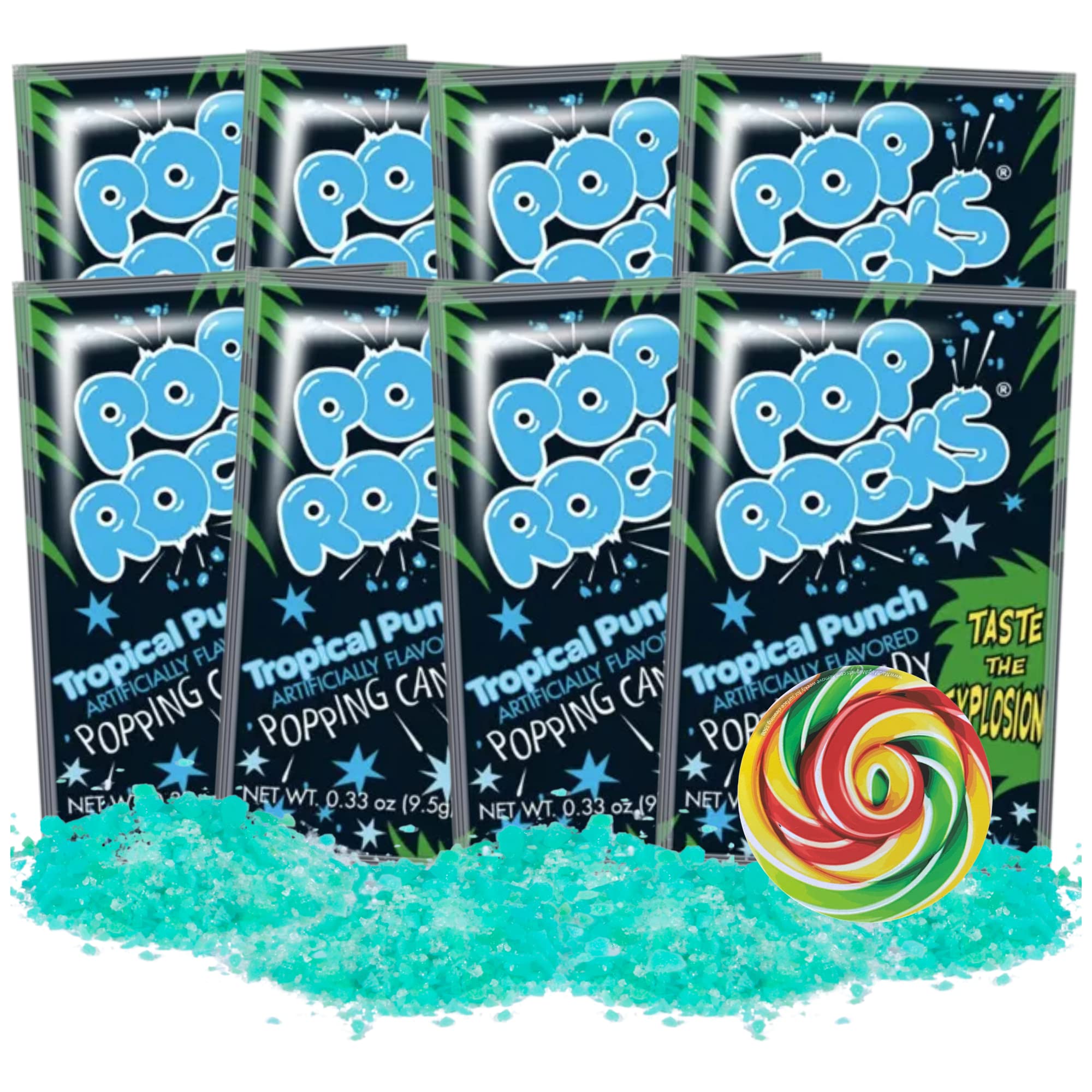 NeedzoTropical Fruit Punch Pop Rocks in Bulk, Crackling Candy Gift Fillers, Party Handouts, and More, 8 Pack, 0.33 Ounces