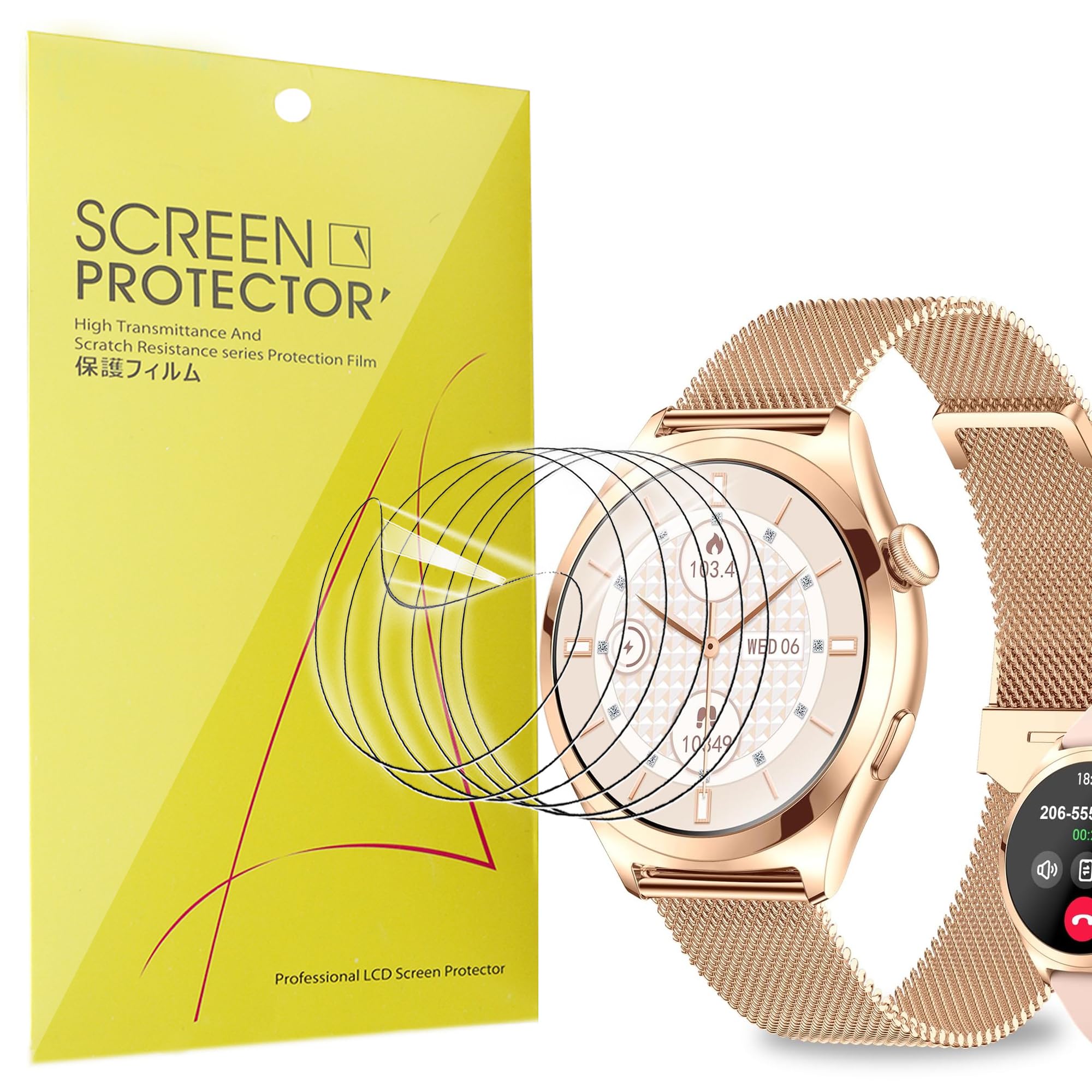 Protectores de Pantalla para niolina Reloj Inteligente Mujer 1,27 pulgadas-Compatible con niolina Smartwatch 1,27 pulgadas-Película TPU Suave Transparente HD-Fácil Instalación Sin Burbujas (6Piezas)